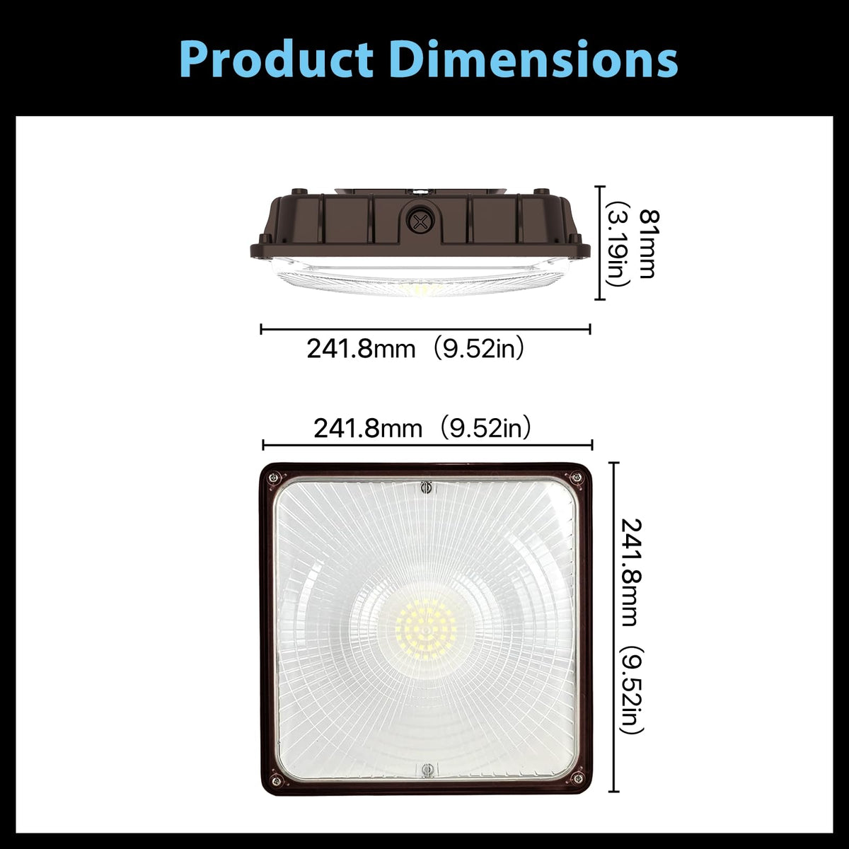 HYPERLITE LED Canopy Light 60W 2-Pack, 5000K Daylight, Bronze, Aluminu ...