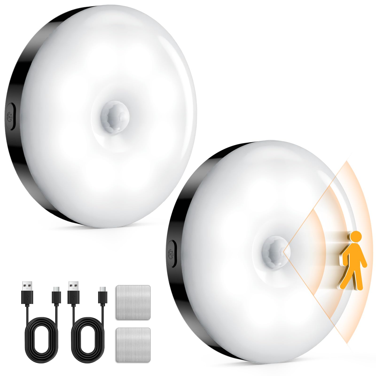 AXHHTVCGY Motion Sensor Night Light Rechargeable, Magnetic Puck Lights, 3 Modes & Dimmable, Motion Sensor Stair Lights Indoor fo