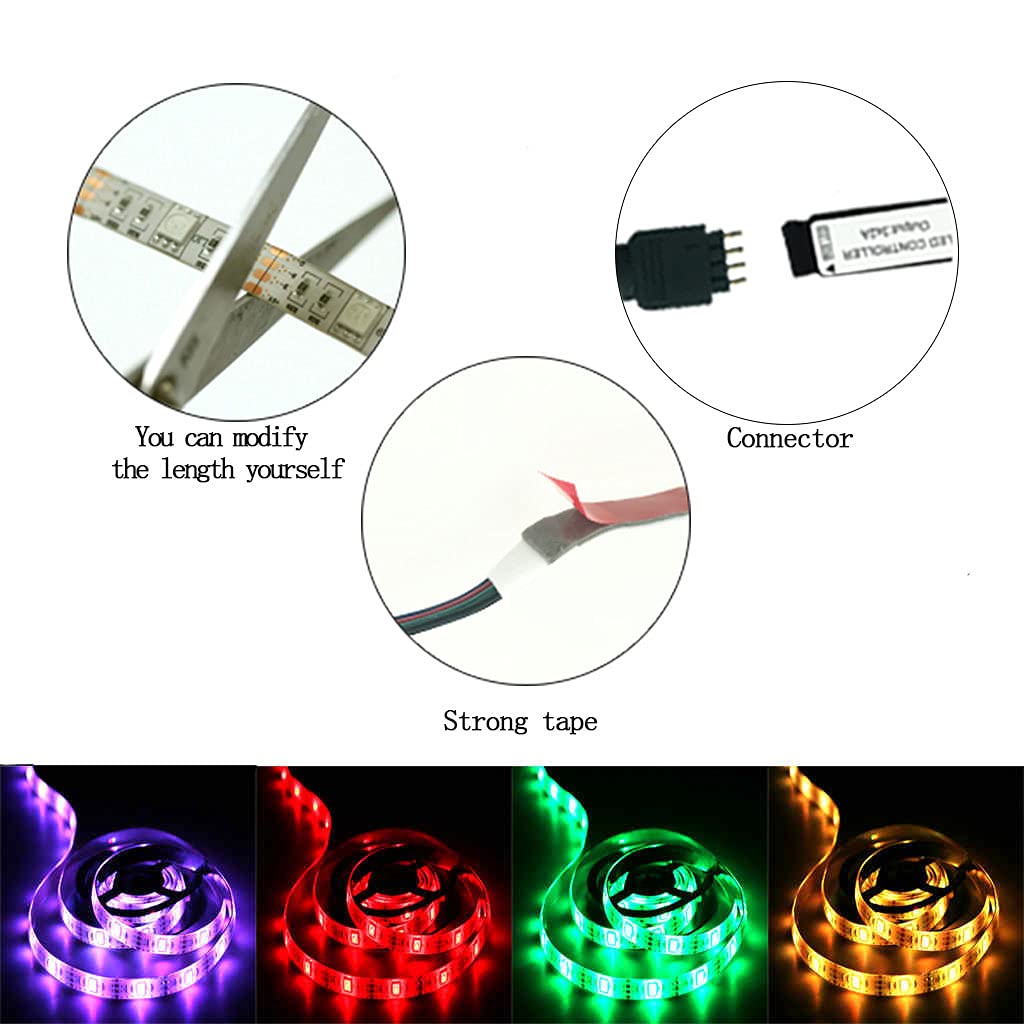lawnko LED Strip Lights, 2m Battery Powered with 24-Key Remote, Multicolor for Party & DIY Decoration