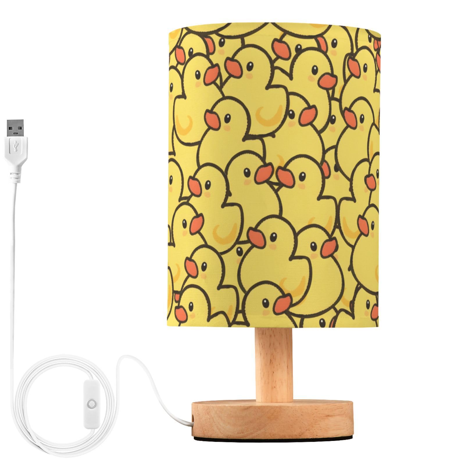 ALAZA Cute Yellow Duck Animal Decor Bedside Table Lamp with USB Port for Bedroom Nightstand Office Desk LED Bulb Included