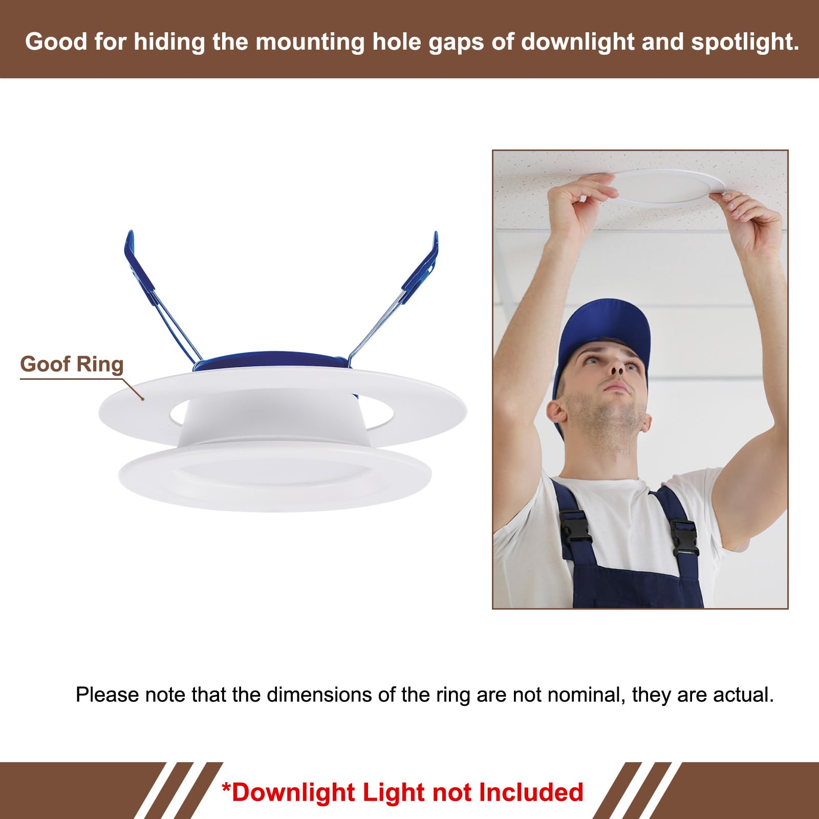 Awclub Black Goof Trim Ring For 5 Inch Recessed Cans Downlights For Ceiling Light Fixtures, 4 Pack 5.9-Inch Inner Diameter, 8-In