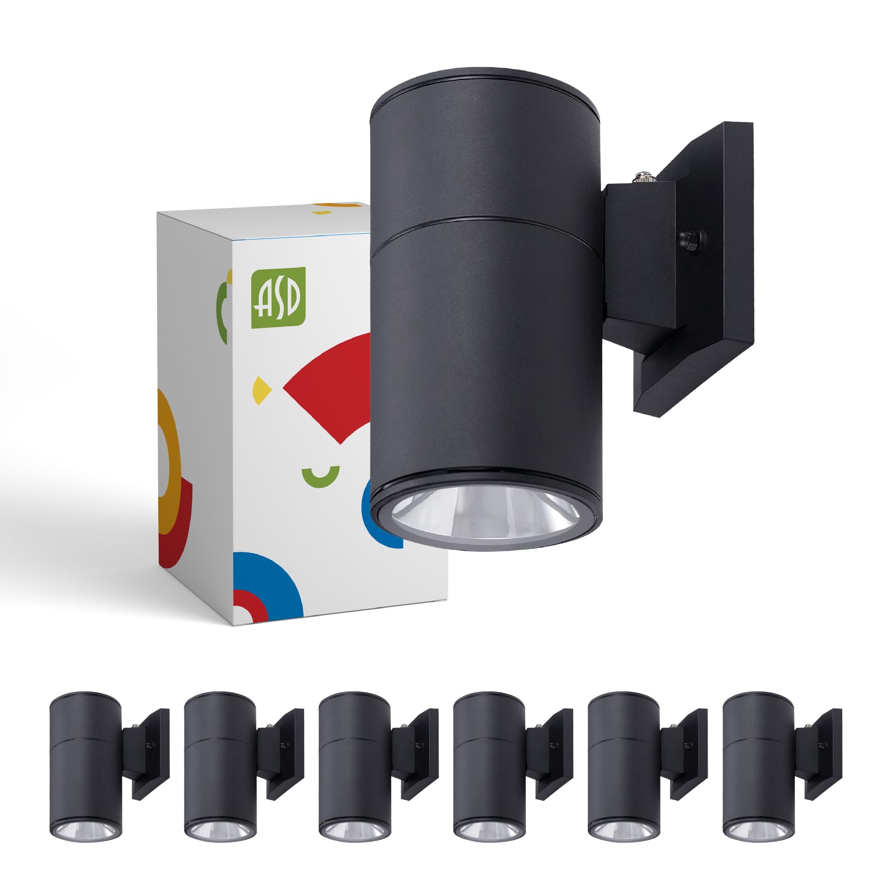 ASD 1 Light Dusk to Dawn Outdoor Wall Light Fixture | 60W E26 Bulb Socket 120V ETL Cylinder Up Down Lights | LED/CFL/Incandescen