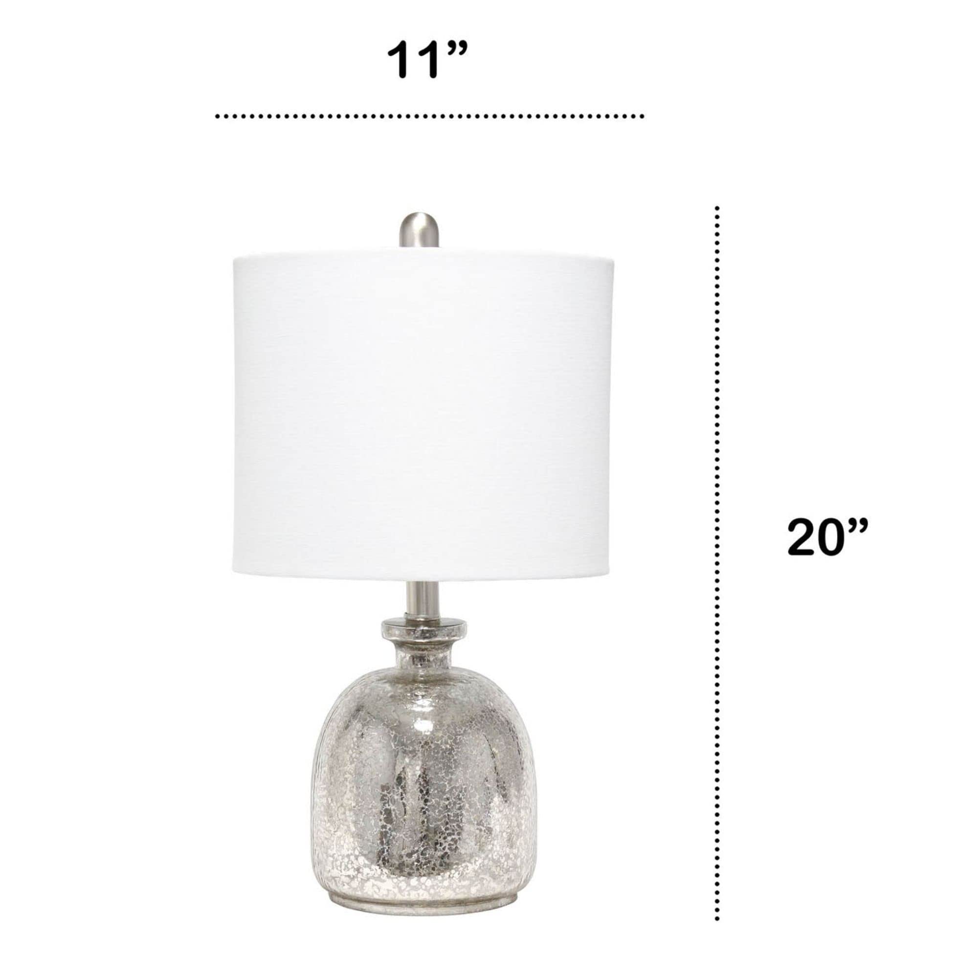 Lalia Home Contemporary Mercury Hammered Glass Jar Table Lamp With White Linen Shade
