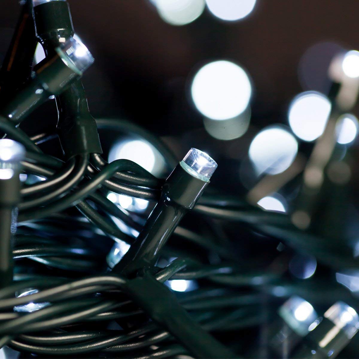 FULLBELL Gothic Decor String Lights 33ft, 100 LED, Memory Controller, Black Wire, White