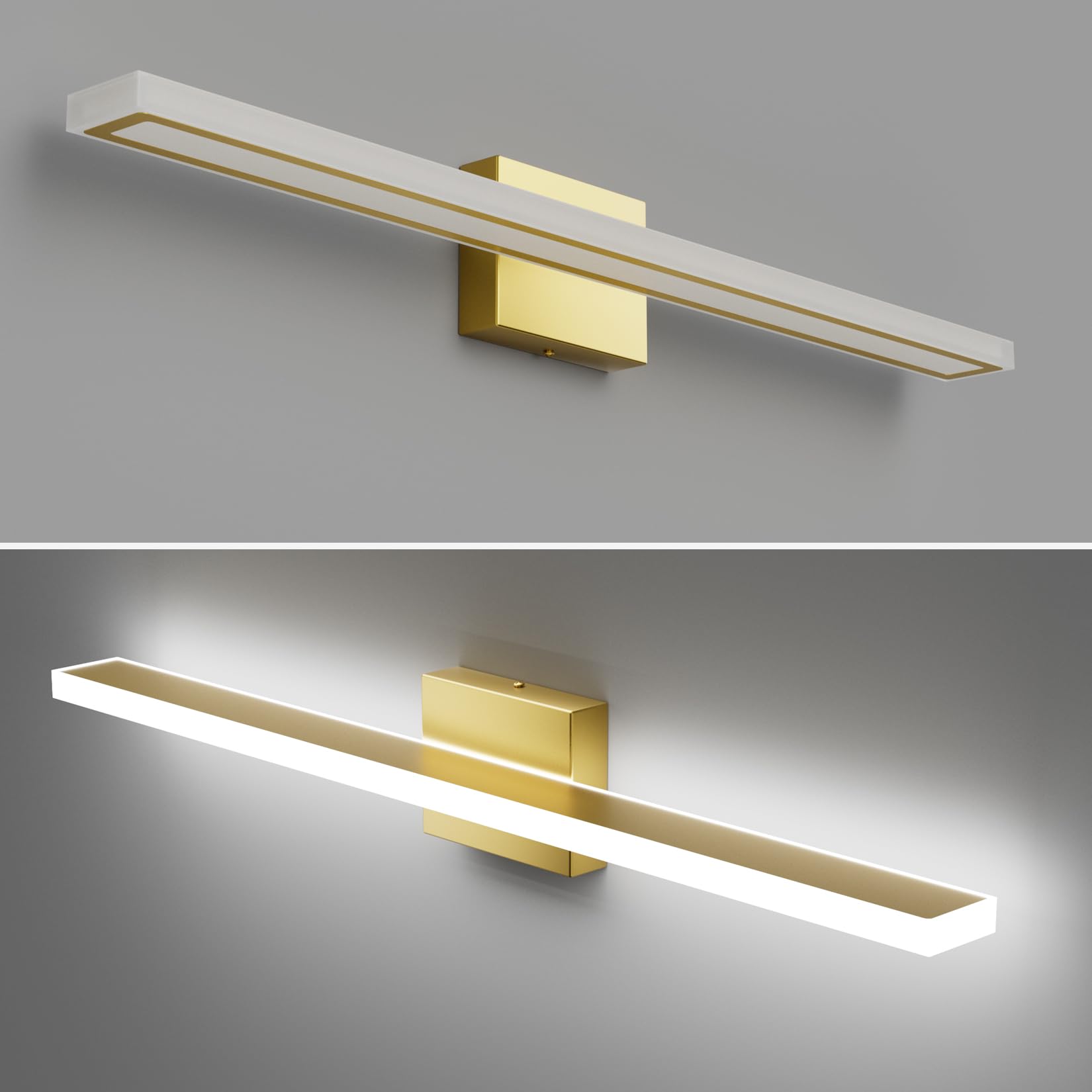 lundwa Gold LED Bathroom Vanity Light Bar 31.5inch 24W Stainless Steel Model JS6181 Cool White 6000K