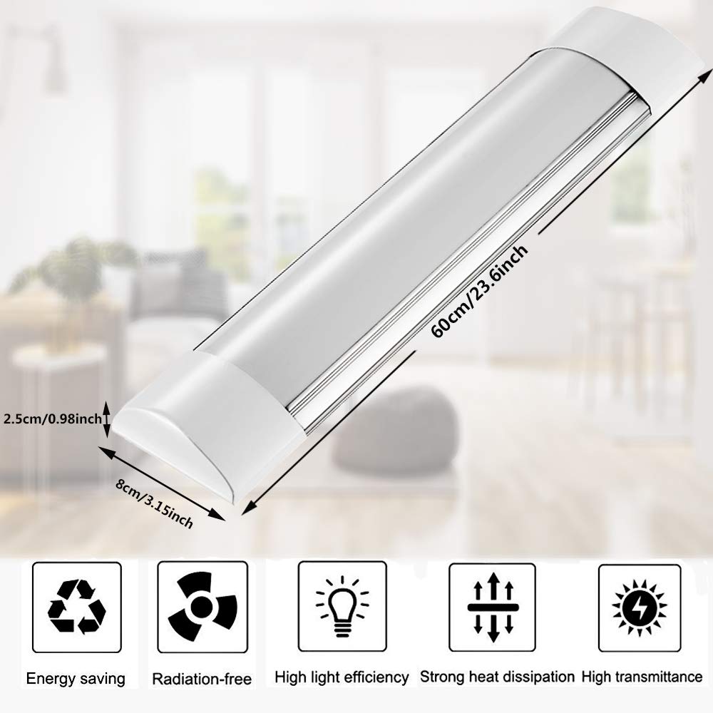 Sararoom 2FT LED Wraparound Shop Light, 20W, 2400lm, Warm White, 3200K, Garage/Office/Closet Lighting