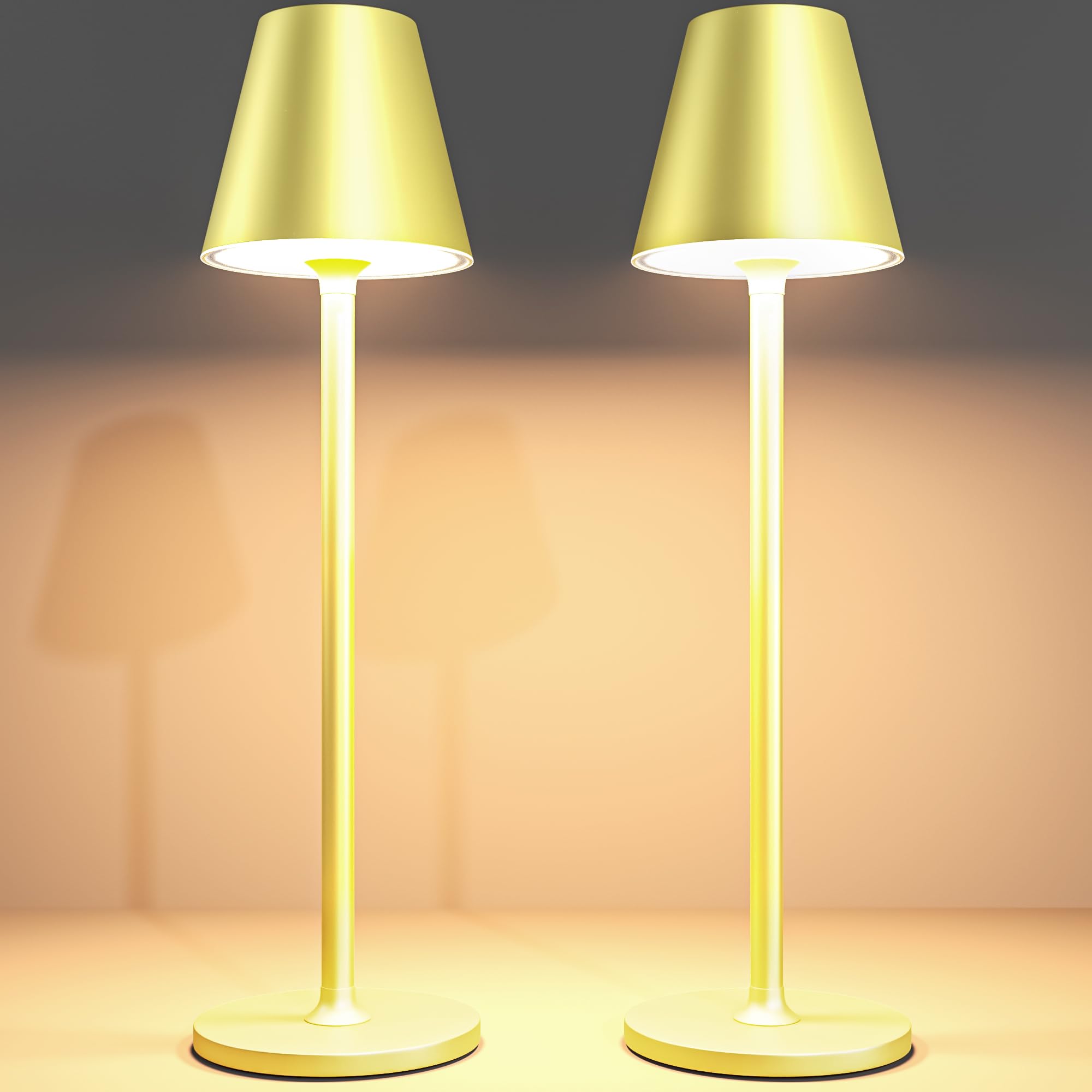 Timjorman 2Pack Led Cordlesstable Lamp,4000Mah Rechargeable Battery Desk Lamp,3 Level Brightness Night Light, Simple Design, For