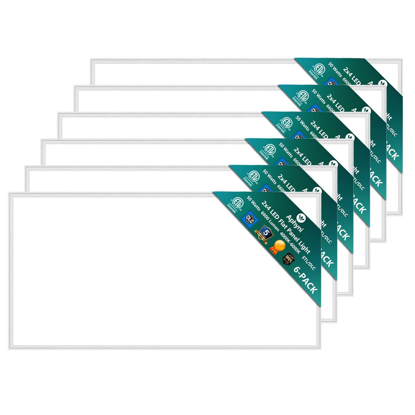 2x4 LED Flat Panel Light-6Pack 50W 6600LM, Selectable Color Temperature 4000K/5000K/6000K Triac Dimming 10%-100%, Drop Ceiling O