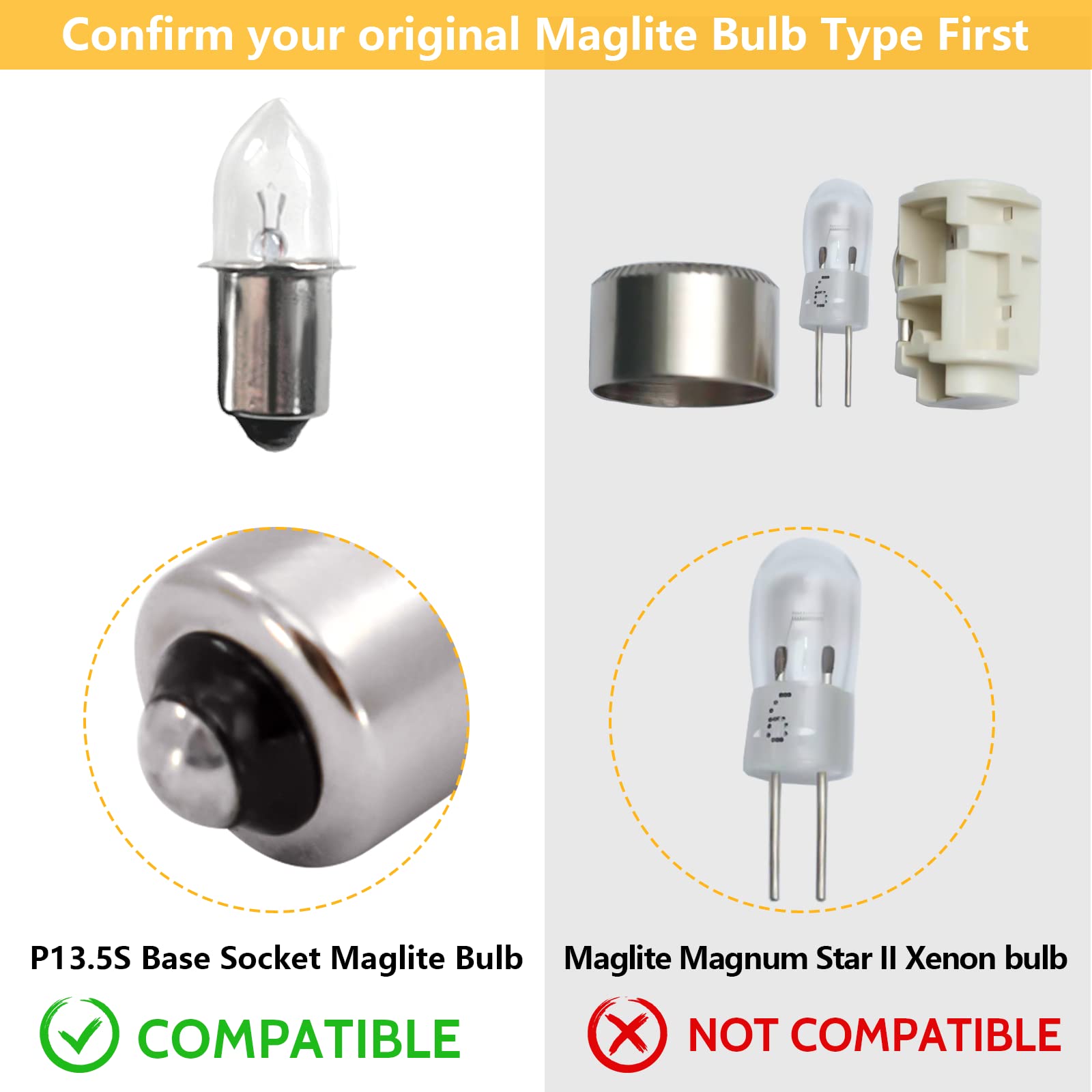 Swess Light Led Conversion Kit For Maglite Led Conversion Kit, 3W Dc 4-24V Led Flashlight Bulbs For Maglite 3-16 Cell C/D Flashlights Torch (2 Pack)