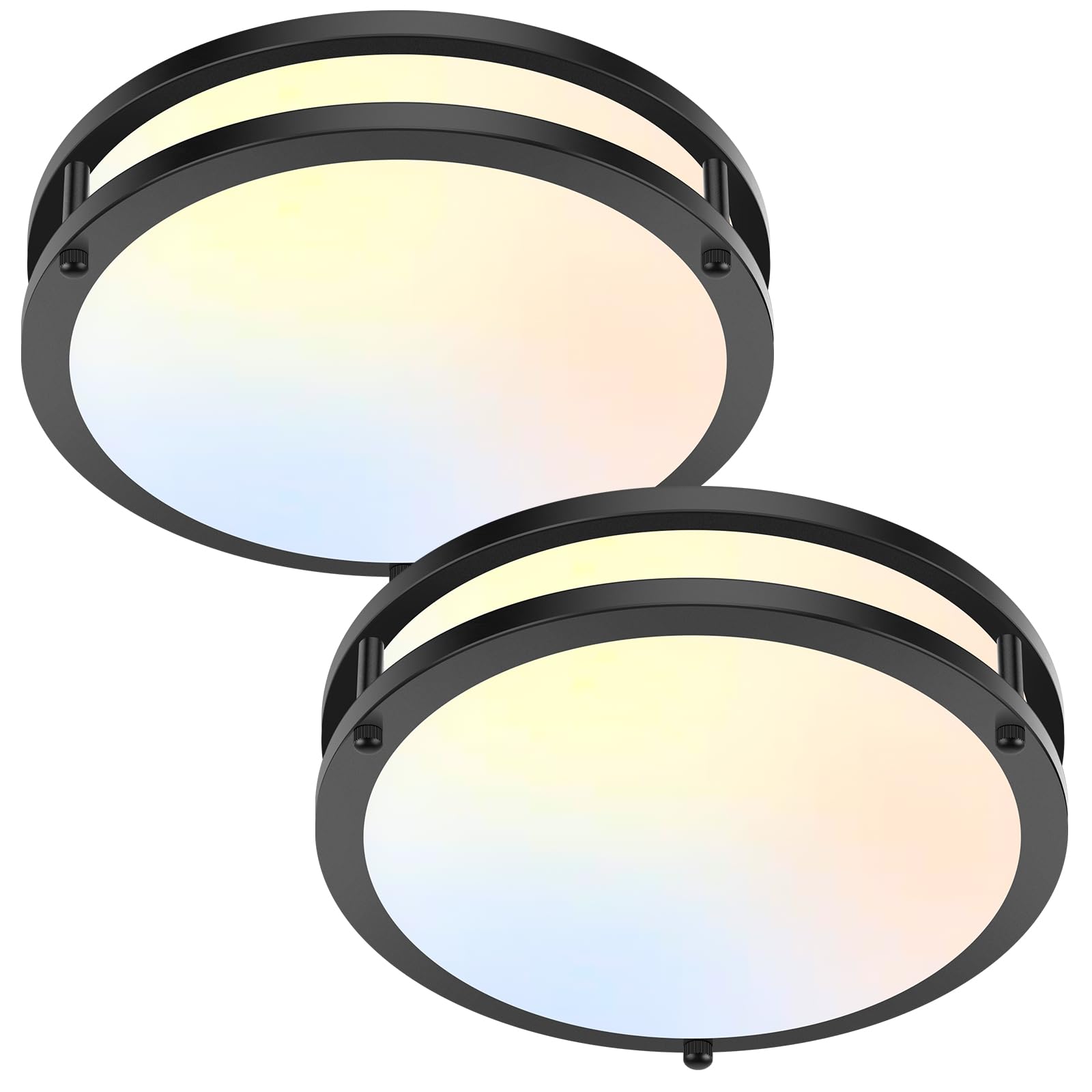 Brightever Flush Mount Ceiling Light 30W 4000Lm Dimmable LED 10in Black Model 63025008-04 Set of 2