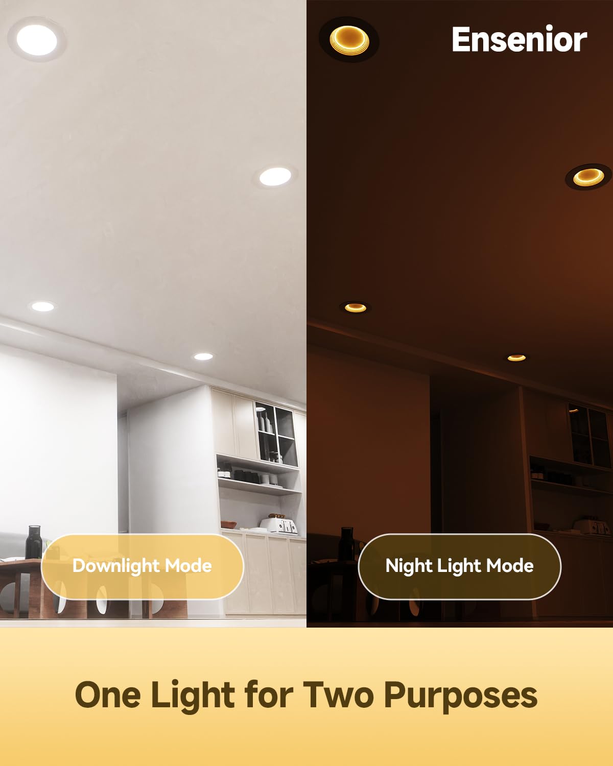 Ensenior 5/6 Inch LED Can Lights 4 Pack, 5CCT, IC Rated, 1000LM, Retrofit Recessed Lighting, 2700K-5000