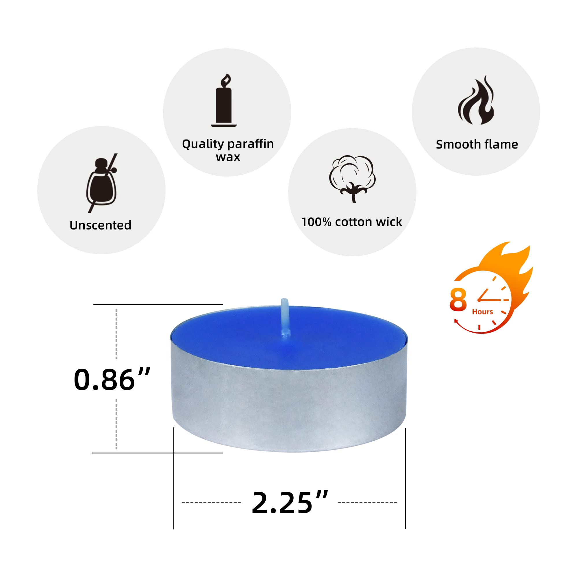 Zest Candle 12-Piece Tin Cups Tealight Candles, Mega Oversized Blue S