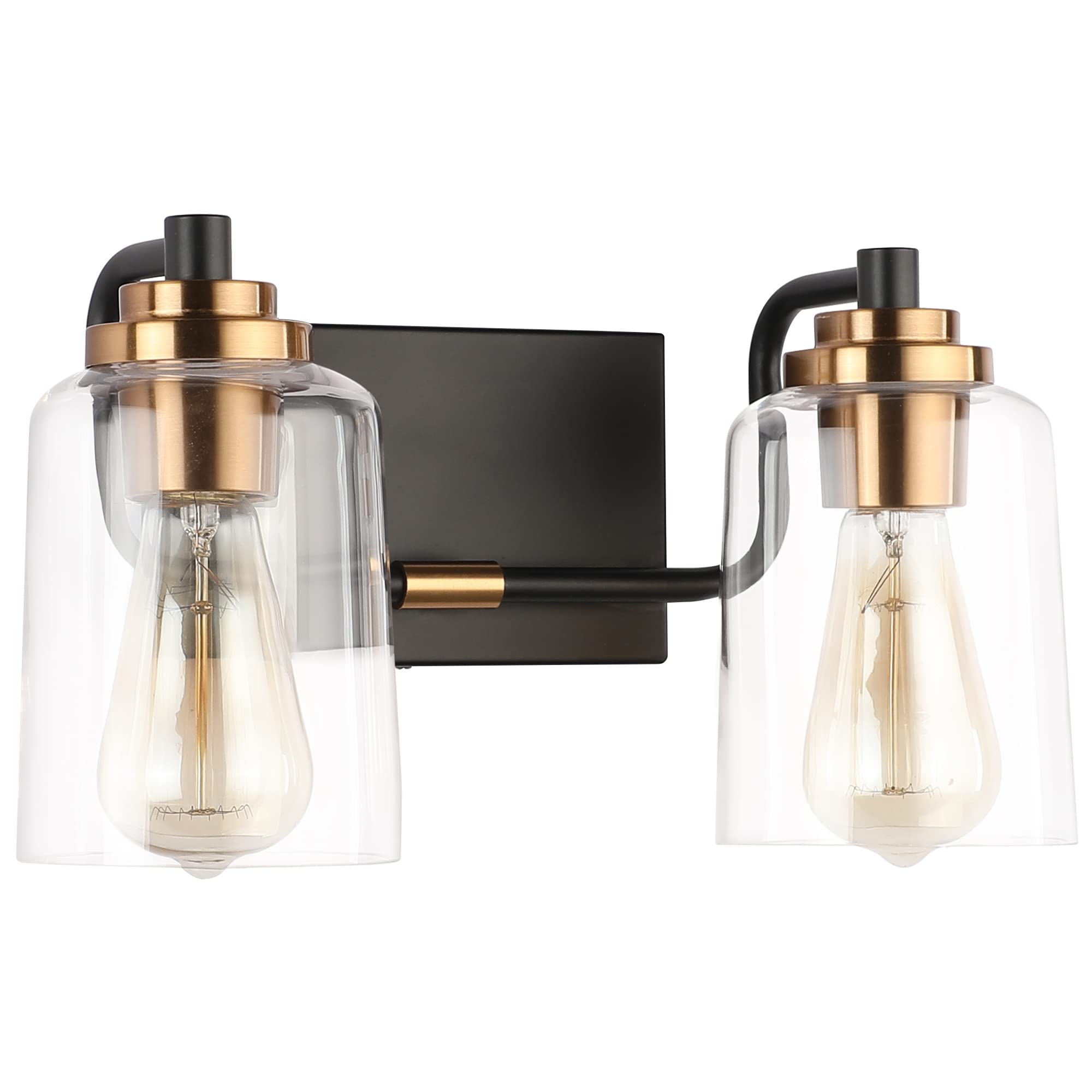 Solfart Vintage Bathroom Vanity Light Black Bathroom Light Fixtures Over Mirror Metal With Clear Glass Brass Fixtures Wall Mount
