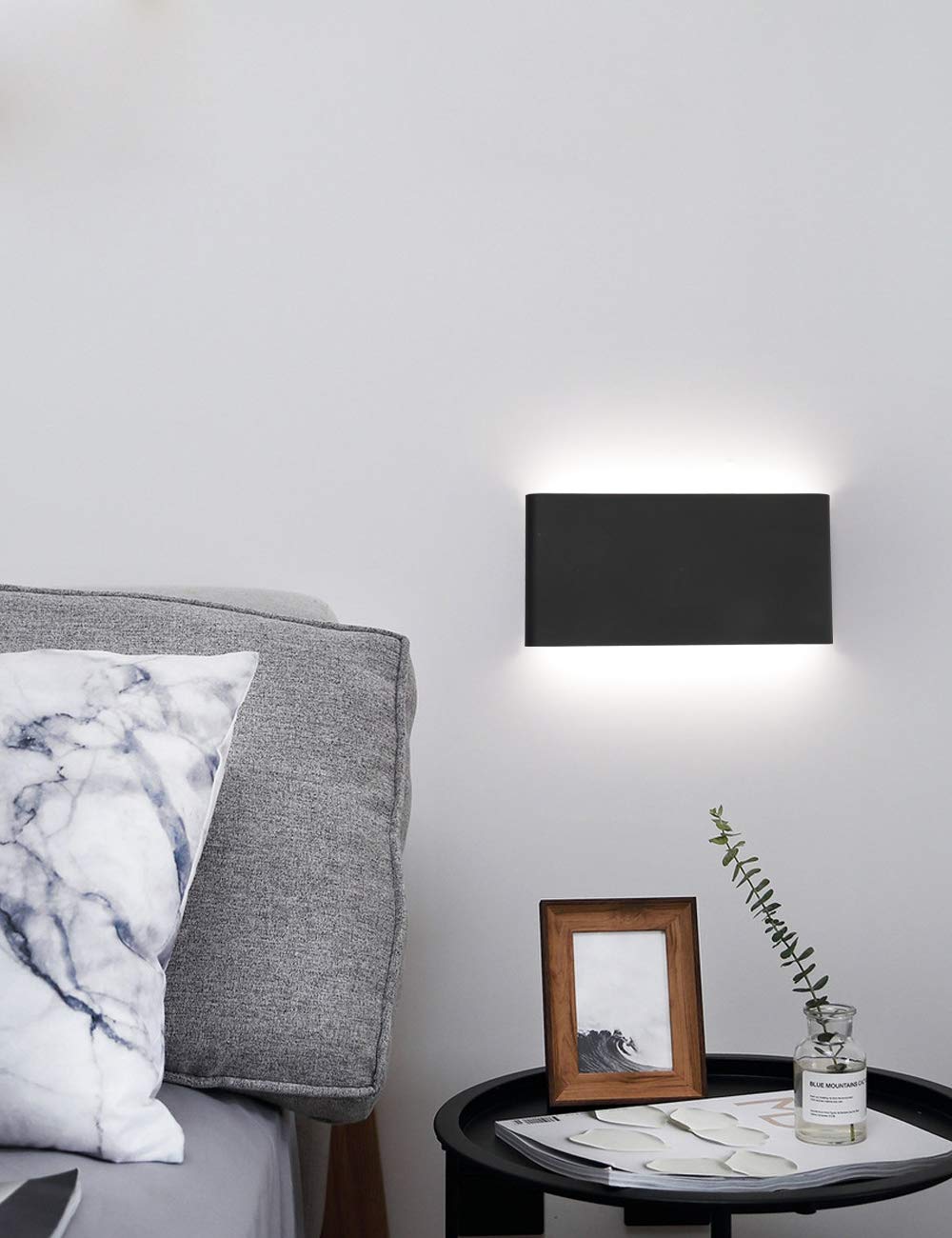 Joosenhouse Black LED Wall Lamps 10W, Modern Indoor Sconce Light Fixture, 12 Inch Metal Design for Bedroom and Stairwell