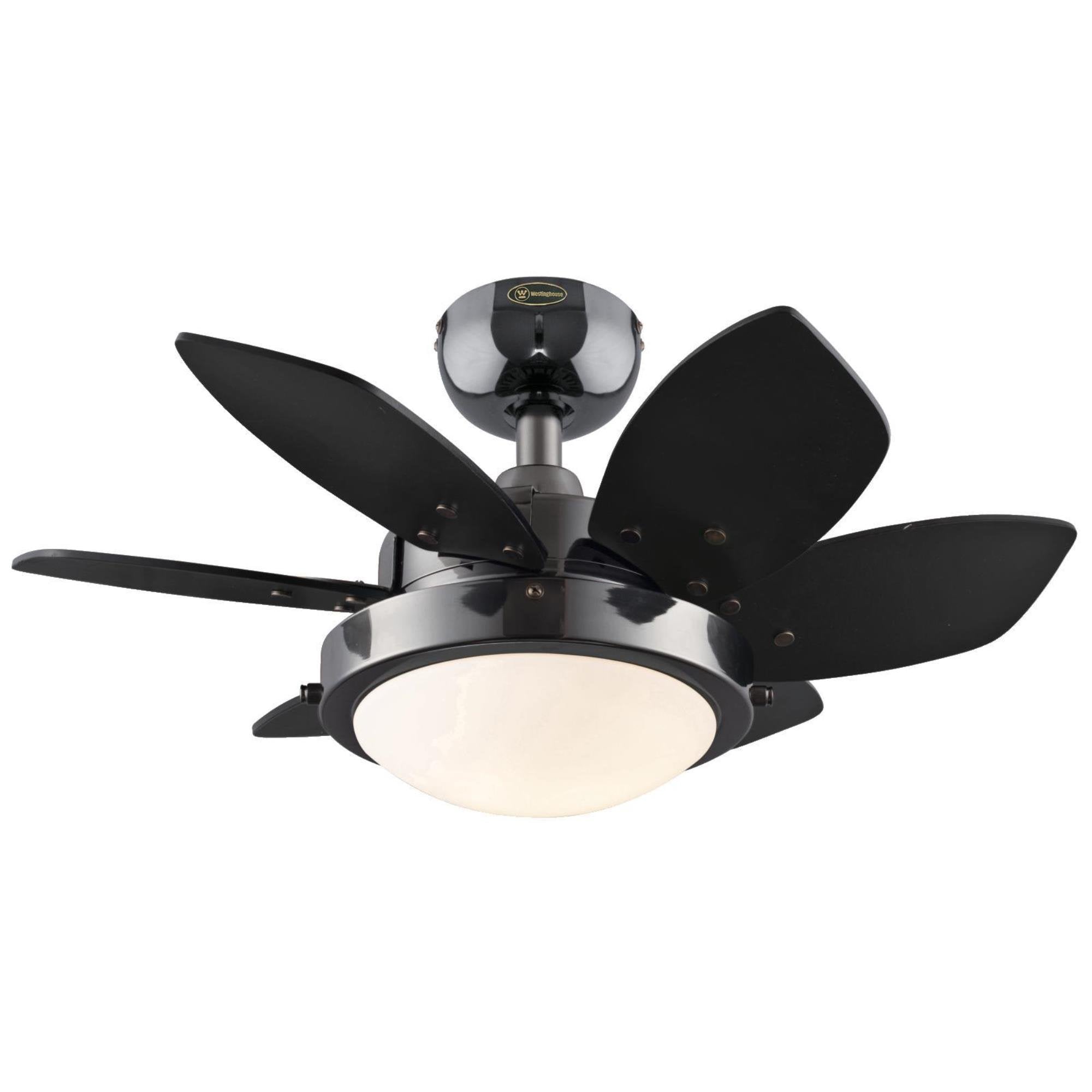 Westinghouse 7224300 Quince 24-Inch Gun Metal Indoor Ceiling Fan, Light Kit with Opal Frosted Glass