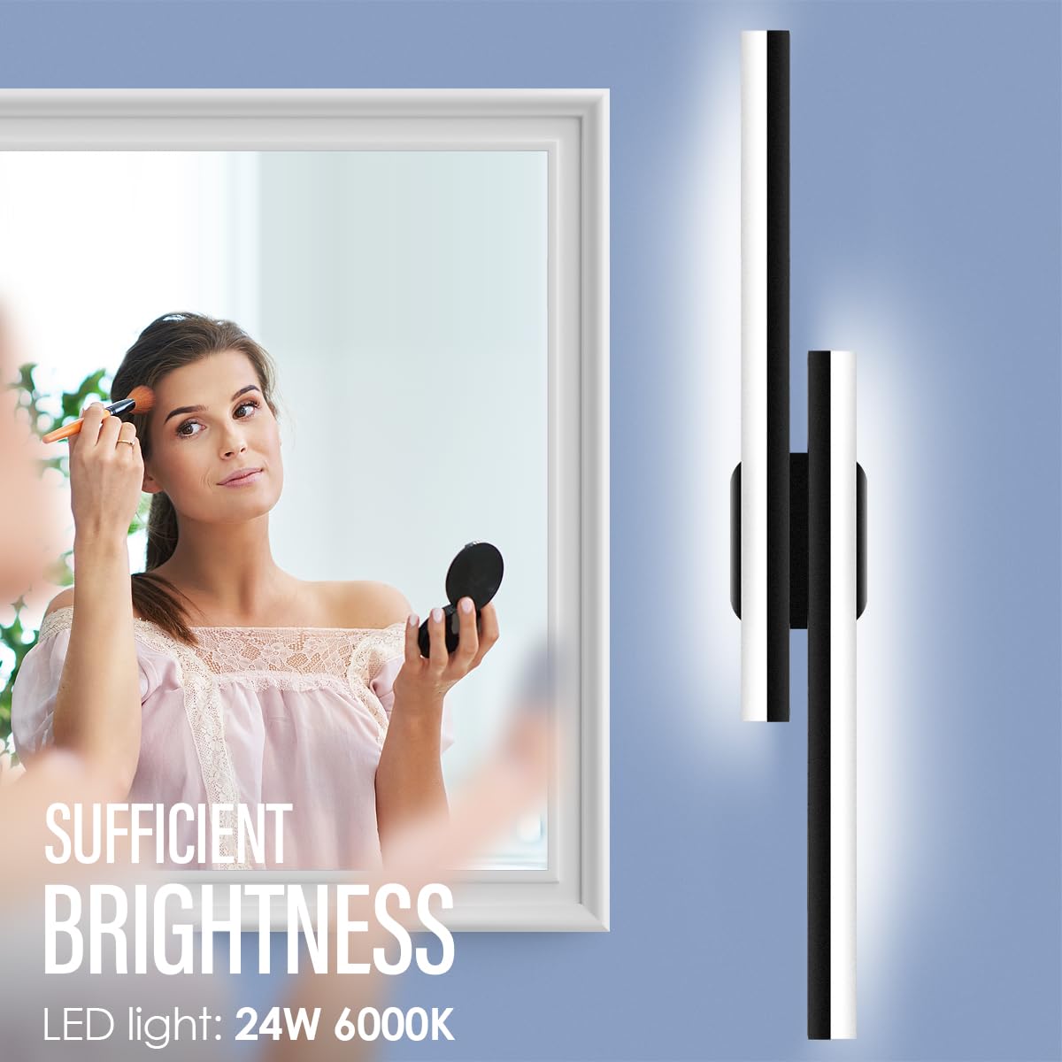 Yarra-Decor 32 Inch LED Bathroom Vanity Light Bar, Stainless Steel, Black, Daylight White 6000K