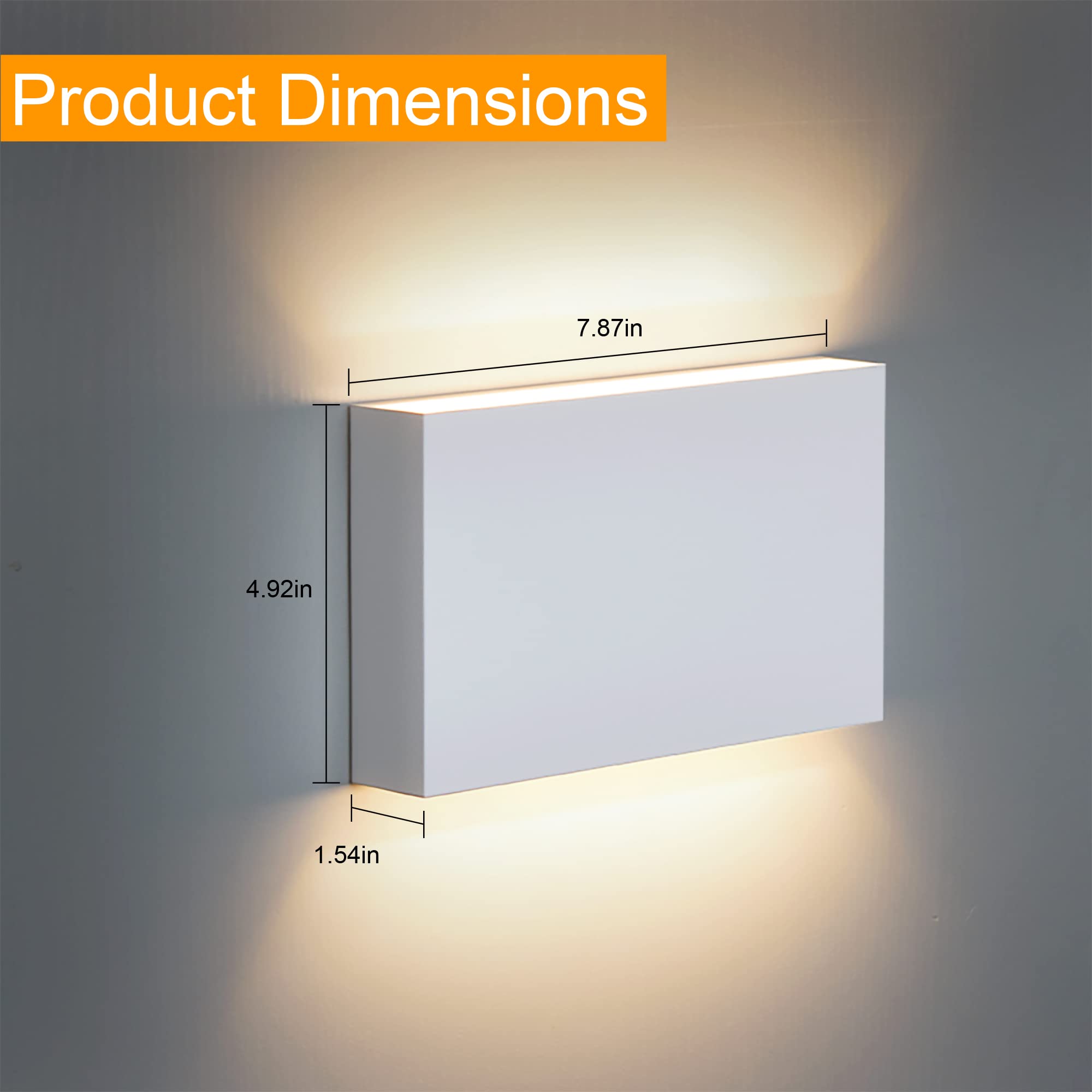 FUDESY LED Wall Sconce, Modern Indoor/Outdoor Lighting, 3000K Warm White, Plastic, 2-Pack, White