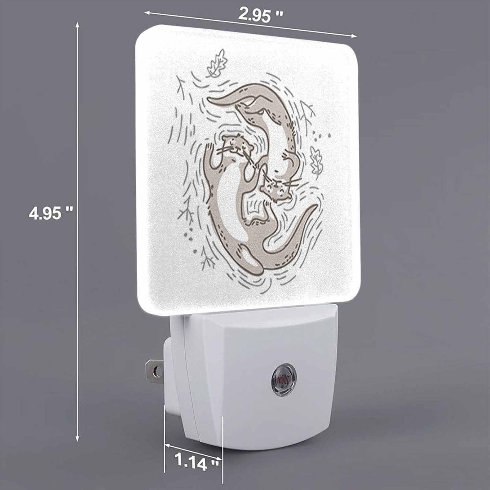 Chrobak Led Night Light,Funny Couple Otter Led Night Light Plug Into Wall With Dusk To Dawn Light Sensor White Energy Efficient