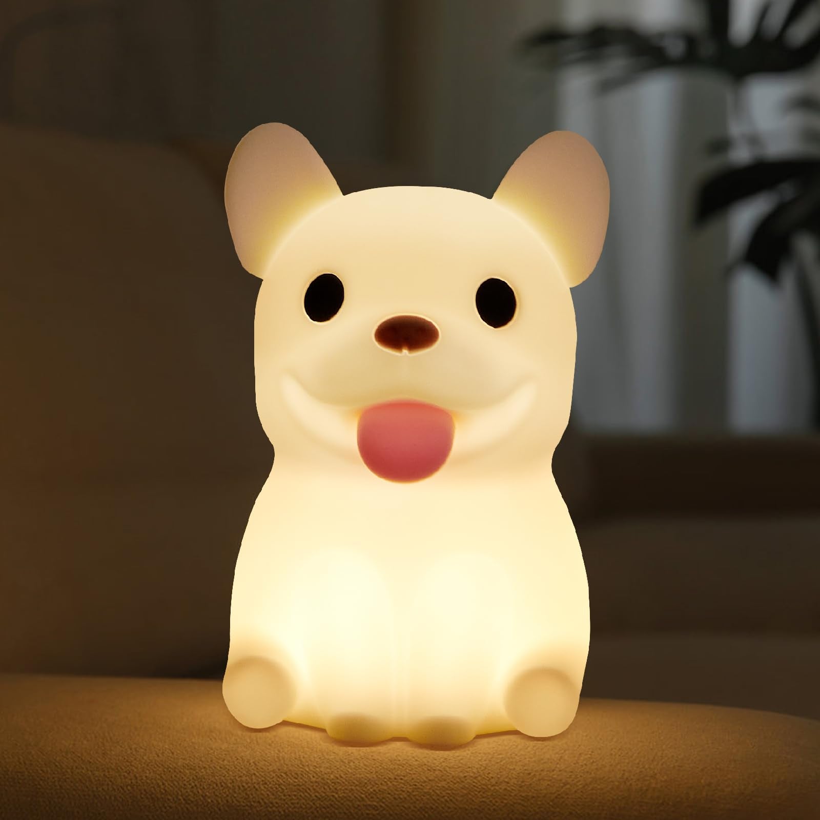 Qanyi French Bulldog Lamp - Cute Silicone Dog Night Light For Kids & Home Decor, Rechargeable