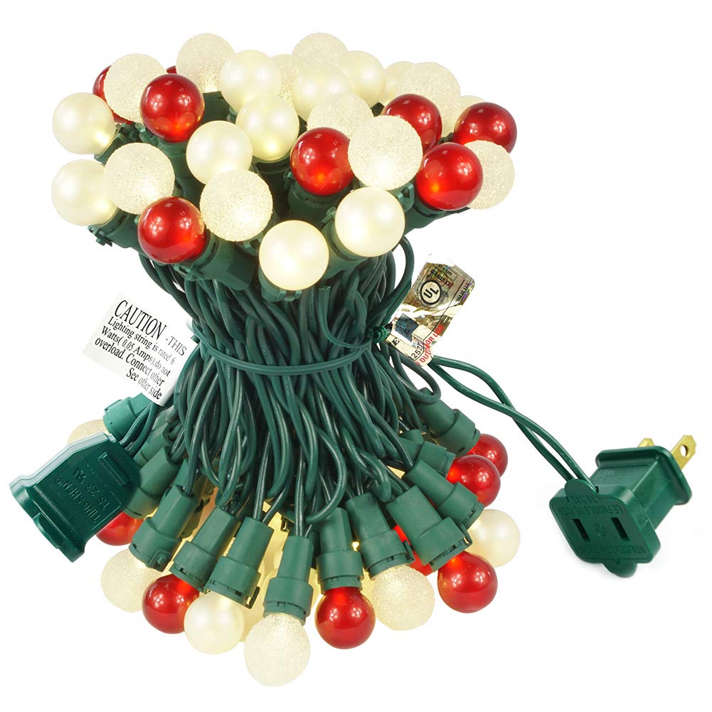 BOHON Christmas Lights Set Multi Color 50LEDs Pearl String Light with G15 Berry Glass Bulbs Globe String Lights for Outdoor Indoor Party Christmas Tree Decor