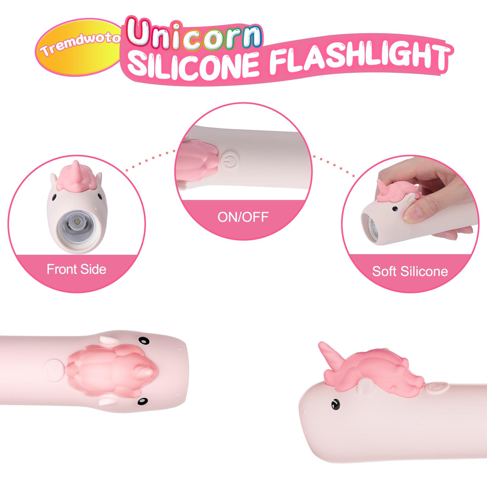 Tremdwoto Toddler Flashlight  Cute Unicorn Kids Flashlight For Girls & Boys  Rechargeable Led Flashlight For Camping & Outdoor Adventures  Ideal Christmas Gift For Children