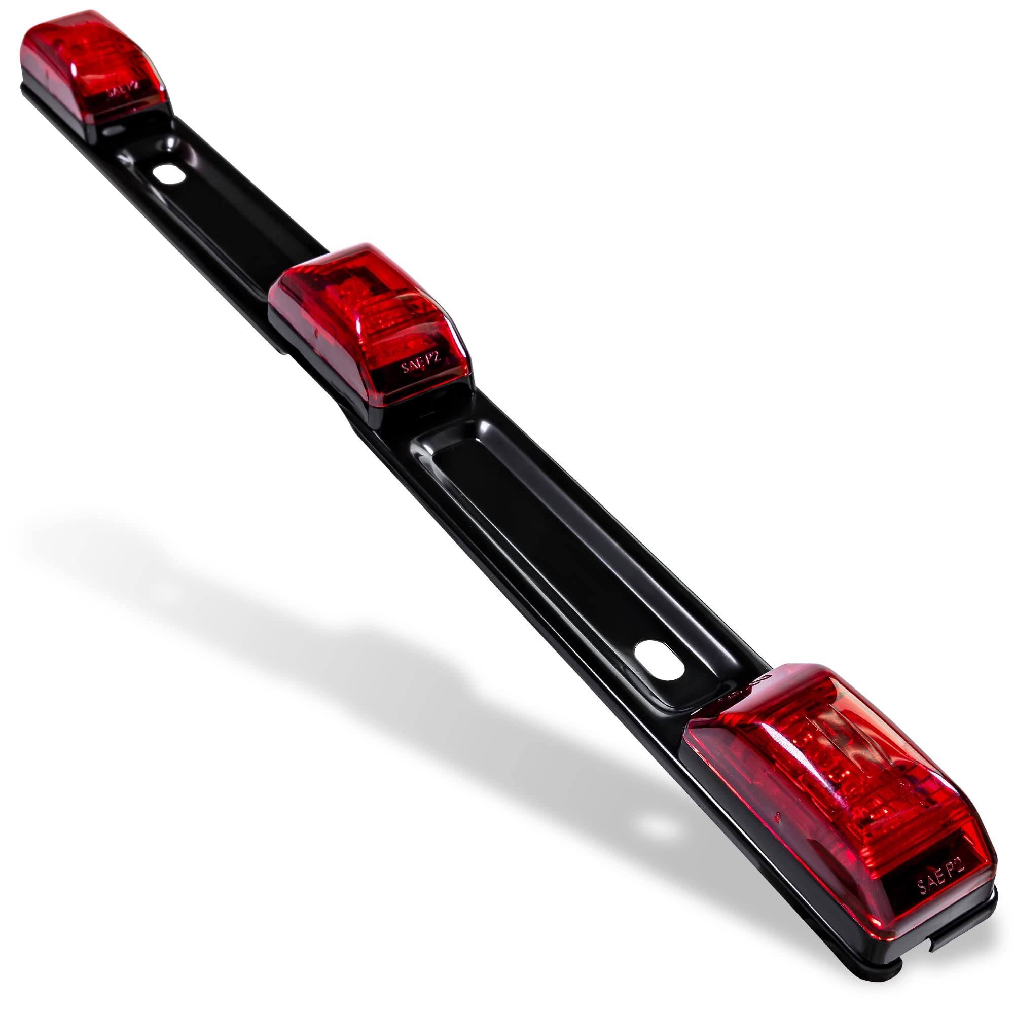 True Mods 15'' Inch 9 Led 3 Red Trailer Light Bar [Dot Fmvss 108] [Sae P2] [Ip67 Submersible] 12V Identification Running Marker