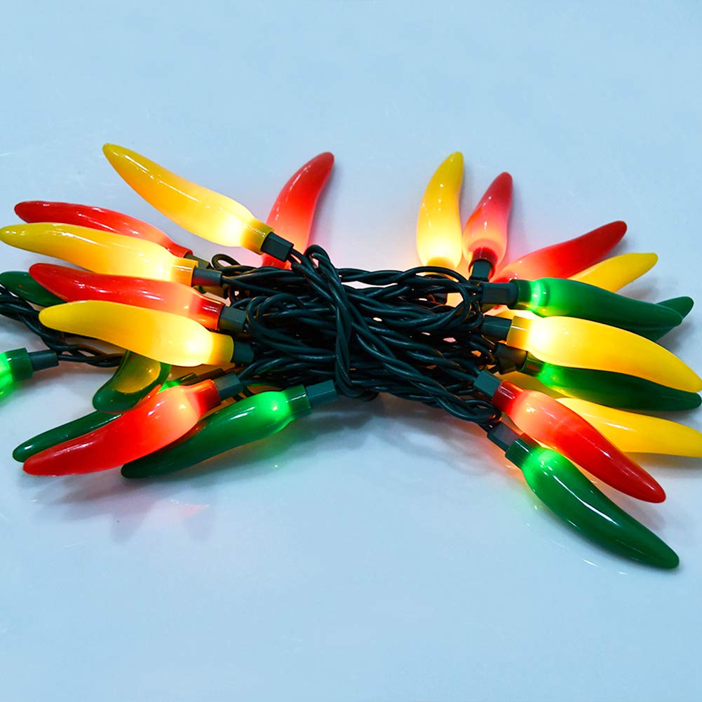 Abeja Multicolor Chili Pepper String Lights With 35 Chili Bulbs Warm Lights 13.6Ft, Ul Listed For Indoor/Outdoor Lights Bedroom