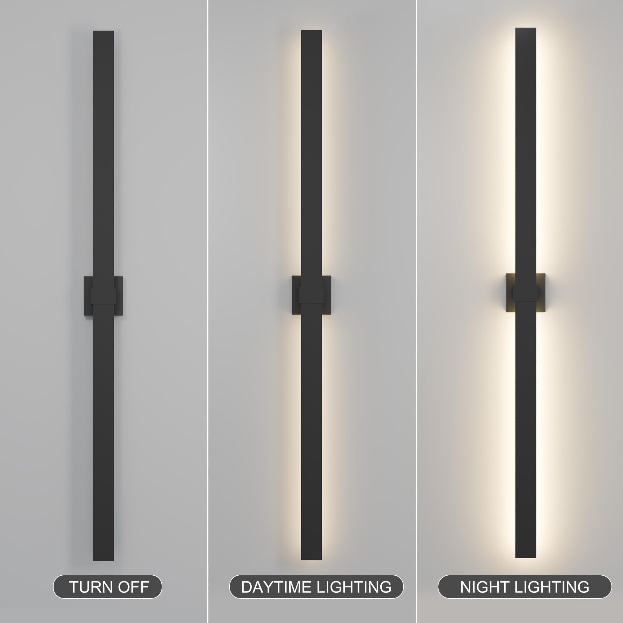 Lamqee 62.9 In Aluminum Long Outdoor Wall Lights  3000K 2200Lm Led Waterproof Ip65  Modern Exterior Lighting Fixture Linear Outdoor Sconce Wall Mount Outside Lighting For House Porch Patio Garage Door
