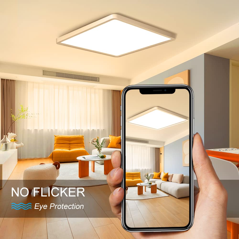 12Inch 24W Square Led Ceiling Light Fixtures Flush Mount  2800K Warm White Led Ceiling Lamp  Surface Mount Modern Ceiling Lights  Slim Flat Panel Lighting For Bedroom  Kitchen  Bathroom Etc.