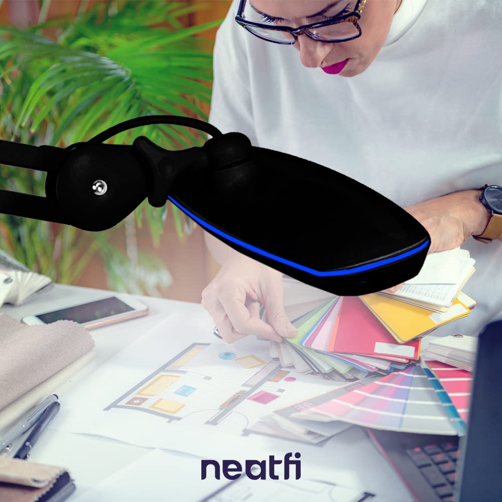 Neatfi XL LED Task Lamp, 2200 Lumens, 24W, 4-Level Dimmable, Adjustable Arm, Black, Model 9503LED