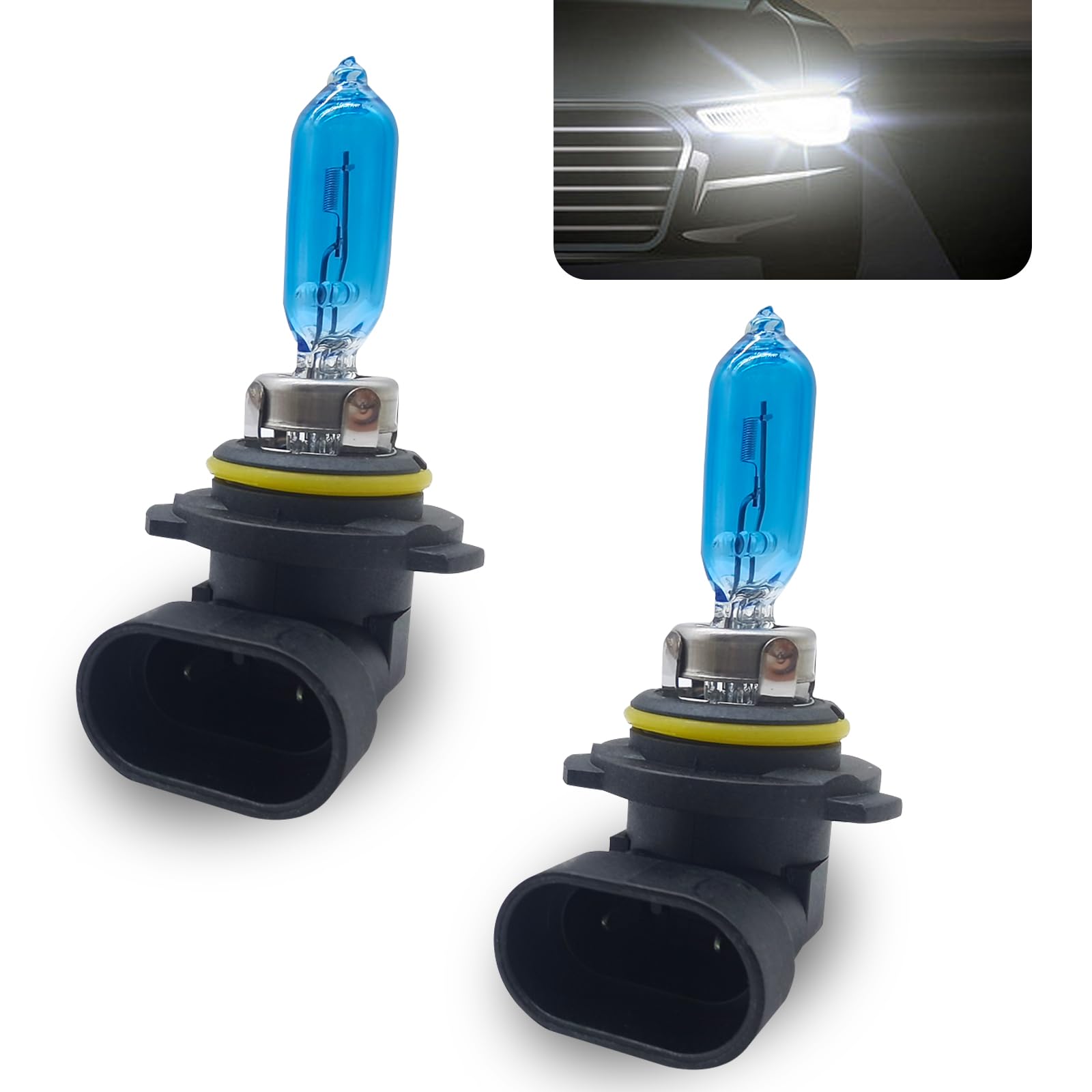 GKmow 9012 Halogen Bulbs, 12V 55W High Beam Lights, 2 PCS, White, Universal for Most Cars, SUVs, and Vans