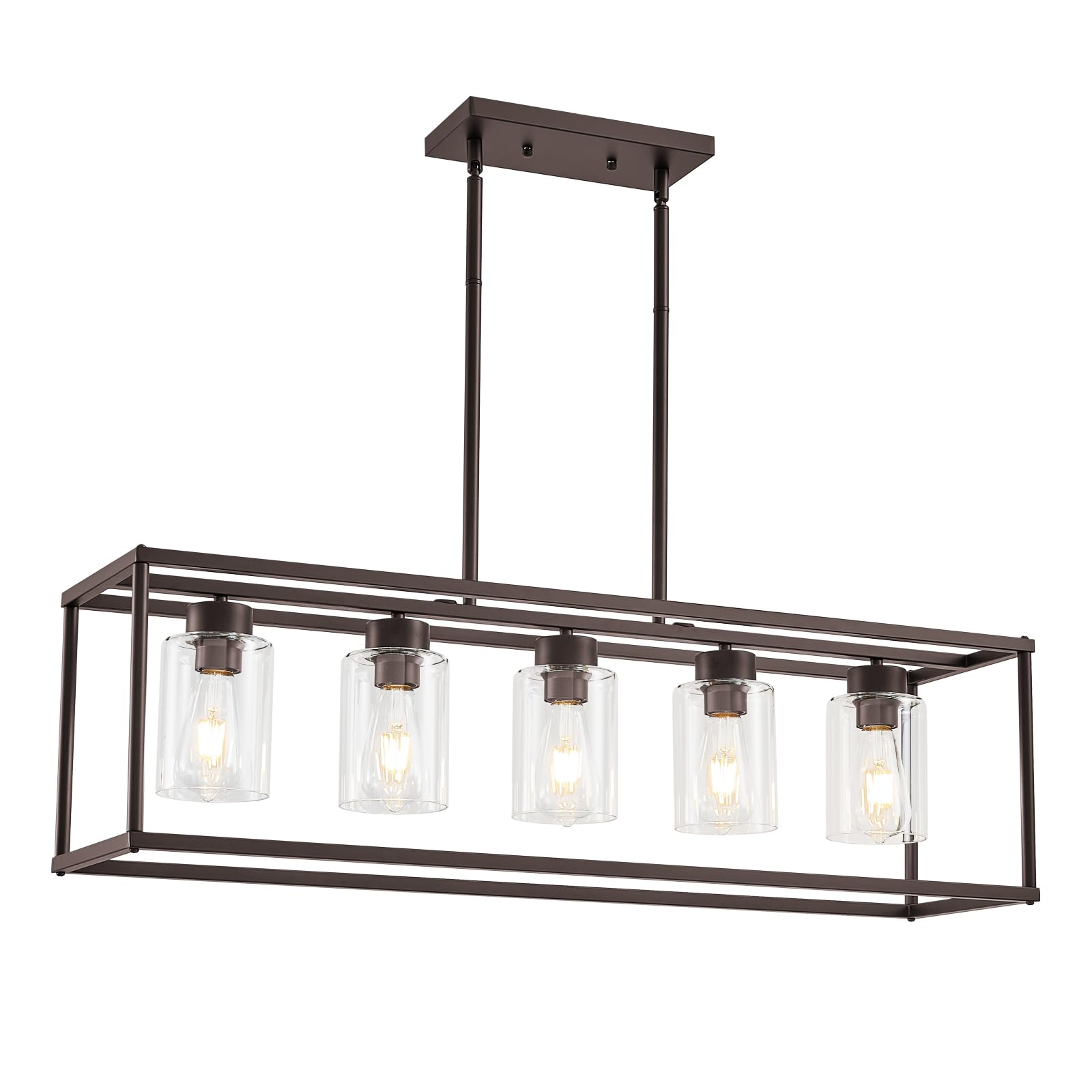 Hccz 5-Light Oil Rubbed Bronze Chandelier - Modern Farmhouse Pendant For Dining & Kitchen Island