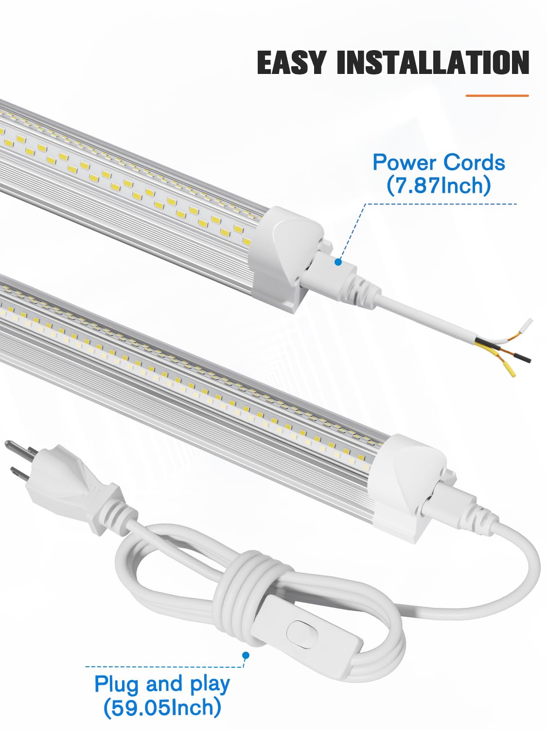 Elekico 8Ft Led Shop Light, Super Bright 100W Shop Lights, 15000Lm 5000K 8 Foot Led Lights, Linkable 96'' Led Shop Lights Lighti