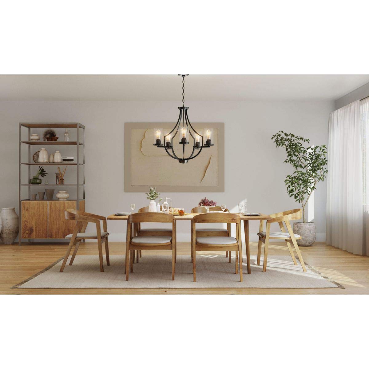 Progress Lighting Lassiter Collection 5-Light Clear Glass Modern Chandelier Light Matte Black 26.00X26.00X26.00