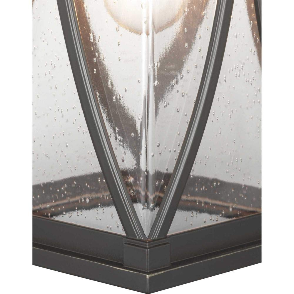 Progress Lighting Abbott Collection Outdoor Lantern, 1-Light, Clear Seeded Glass, Antique Bronze, 15.25x8.25x8.25, Model P550040-020
