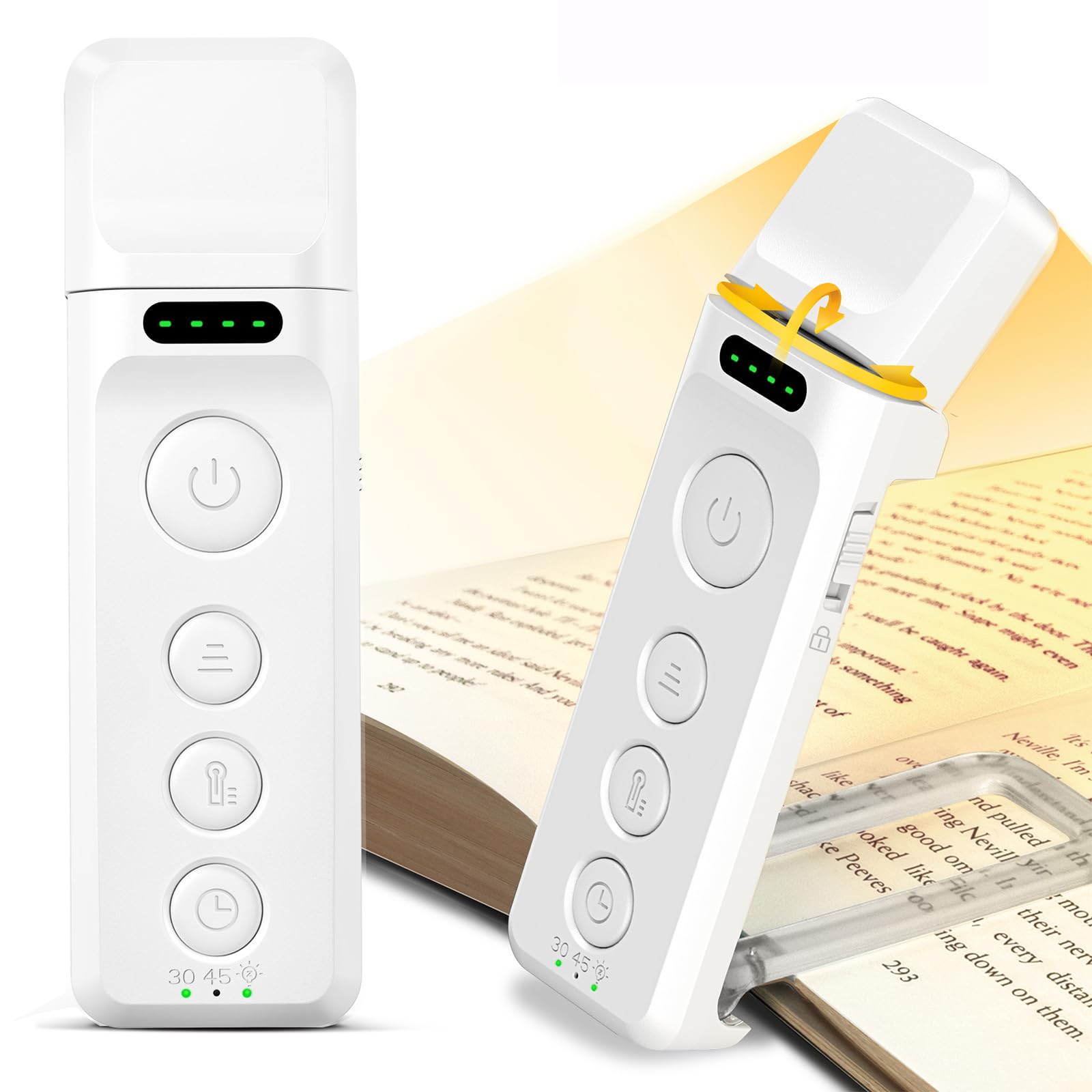 Glocusent Book Lights For Reading At Night, Rechargeable Book Light Clip On - 3 Colors & 5 Brightness, Reading Lights For Books