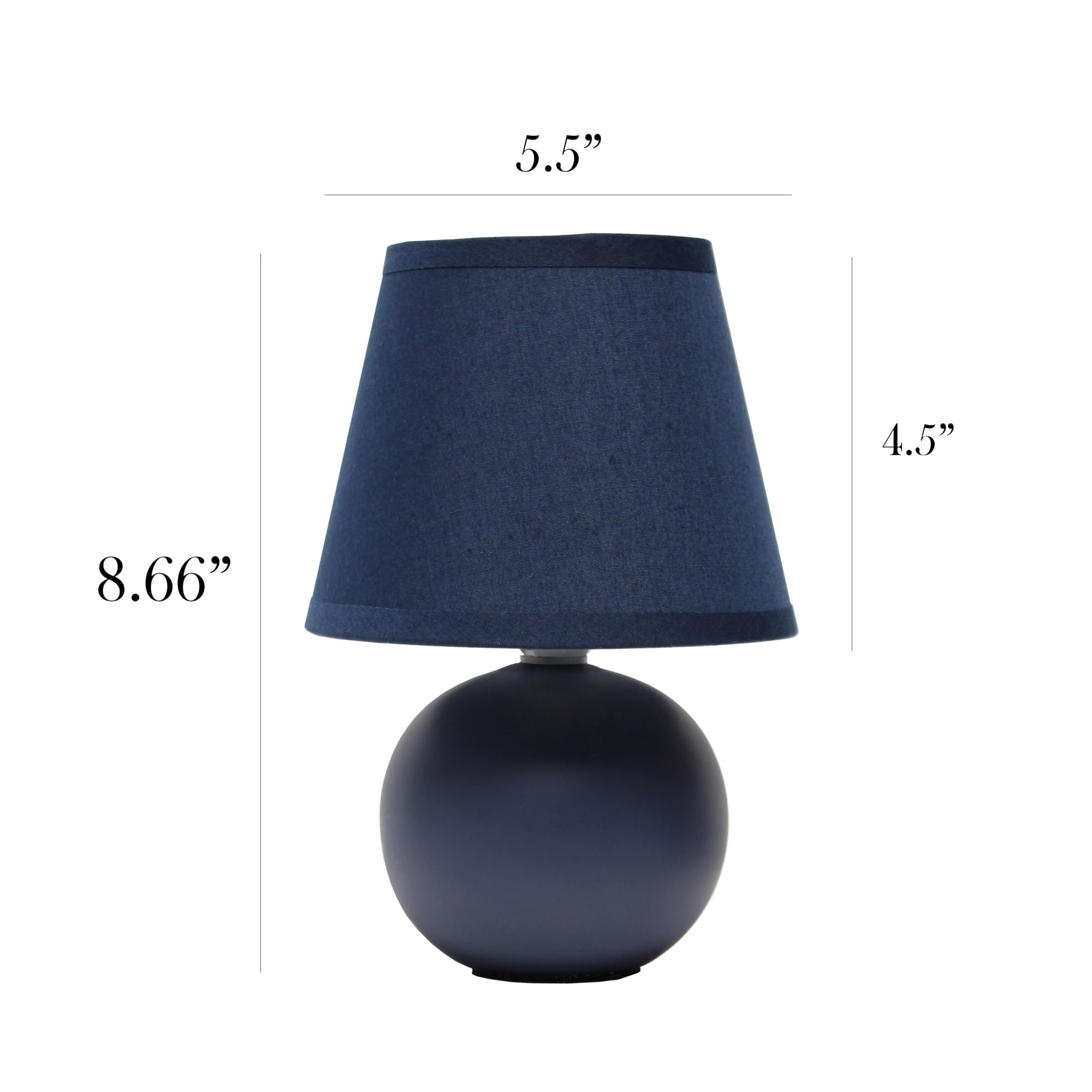 Simple Designs Lt2008-Blu Mini Ceramic Globe Table Lamp With Matching Fabric Shade, Blue