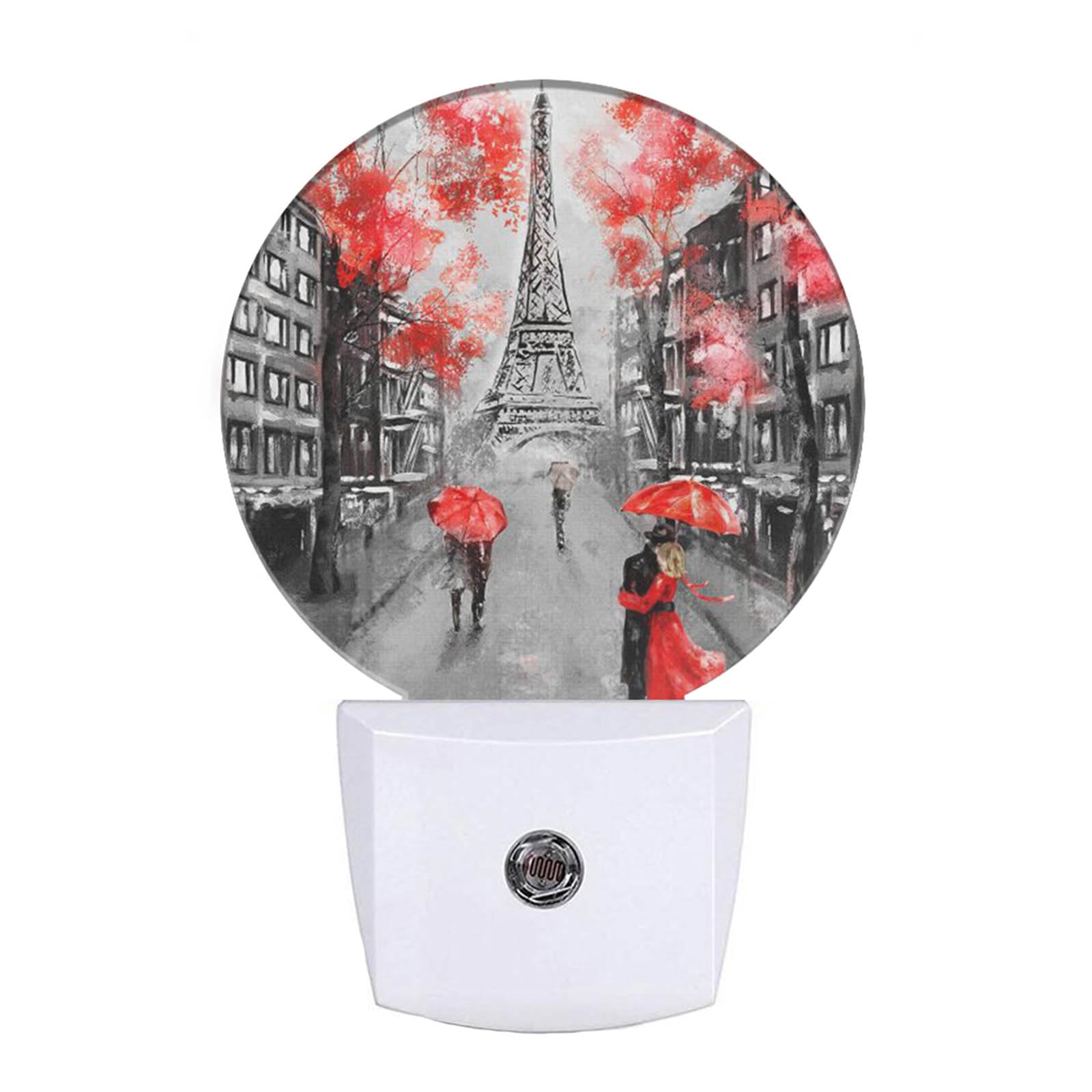 EKOBLA Paris LED Night Light Eiffel Tower Red Umbrella Couple Lovers Kiss France Street Night Lamp Home Auto Sensor LED Dusk to 