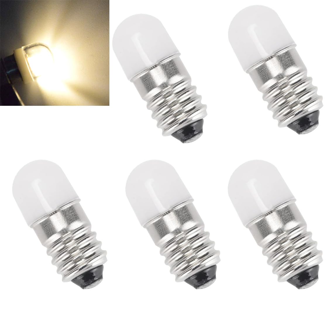 E10 Led Bulbs 12V Warm White Ac/Dc E10 Miniature Screw Led Lamps 0.5Watts 65Lm 12 Volt Miniature Flashlight Bulbs (20)