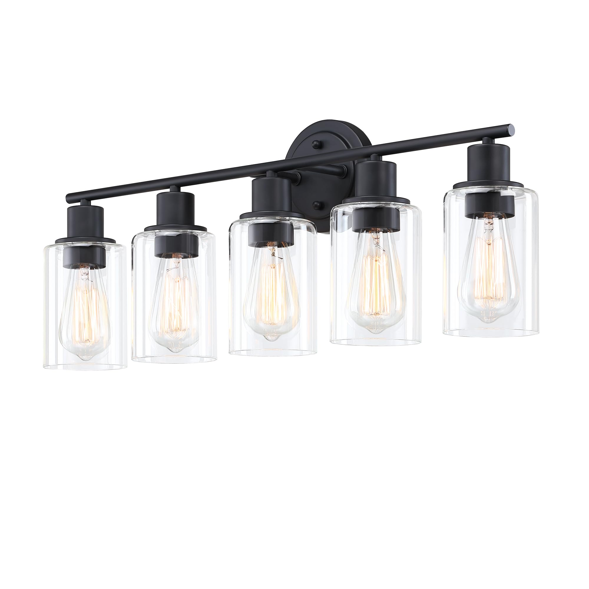 Faymart Lighting 5-Light Black Bathroom Vanity Light Fixture Over Mirror - 5 Bulb Black Wall Sconce For Bathroom Bedroom Hallway Wall Mount Fixture Over Kitchen Sink