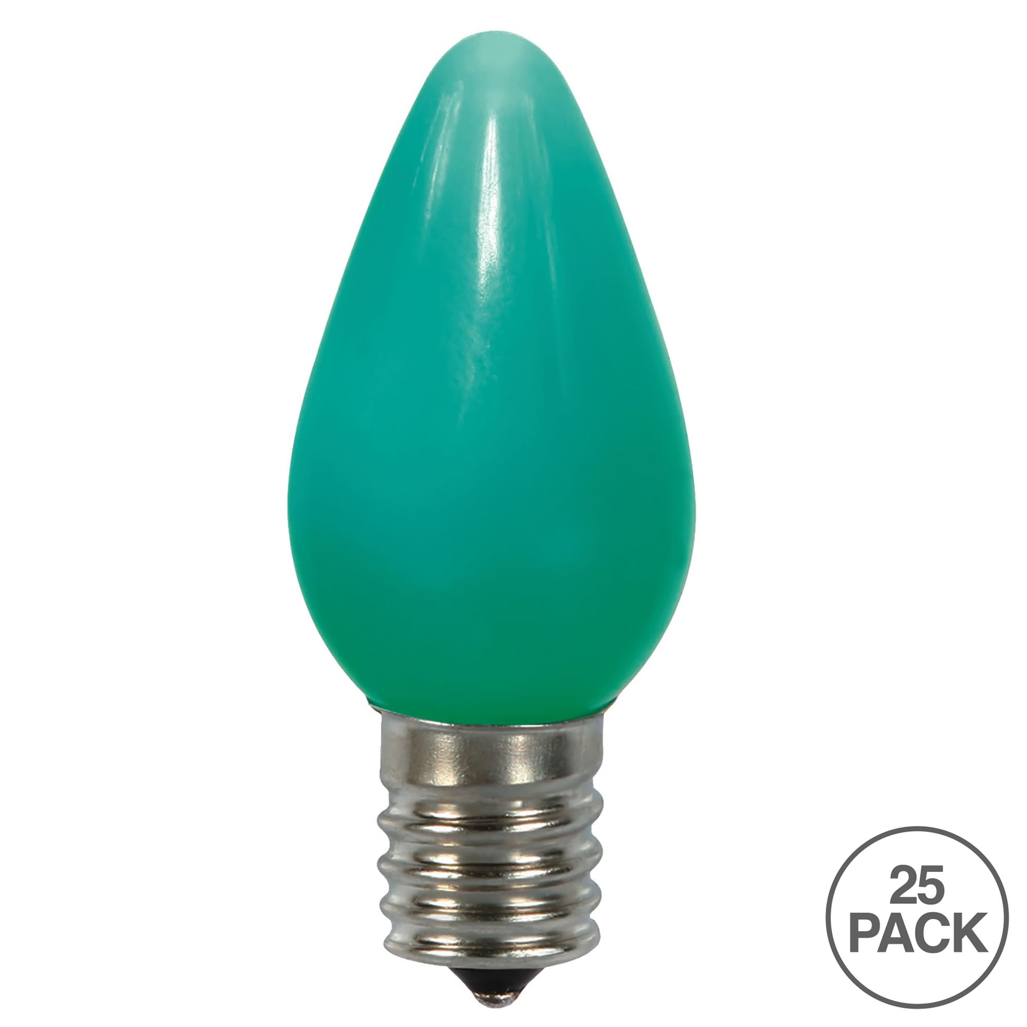 Vickerman C7 Ceramic LED Bulbs, Green, Nickel Base, 130V, 0.96W, 25 Pack, Model XLEDSC74-25