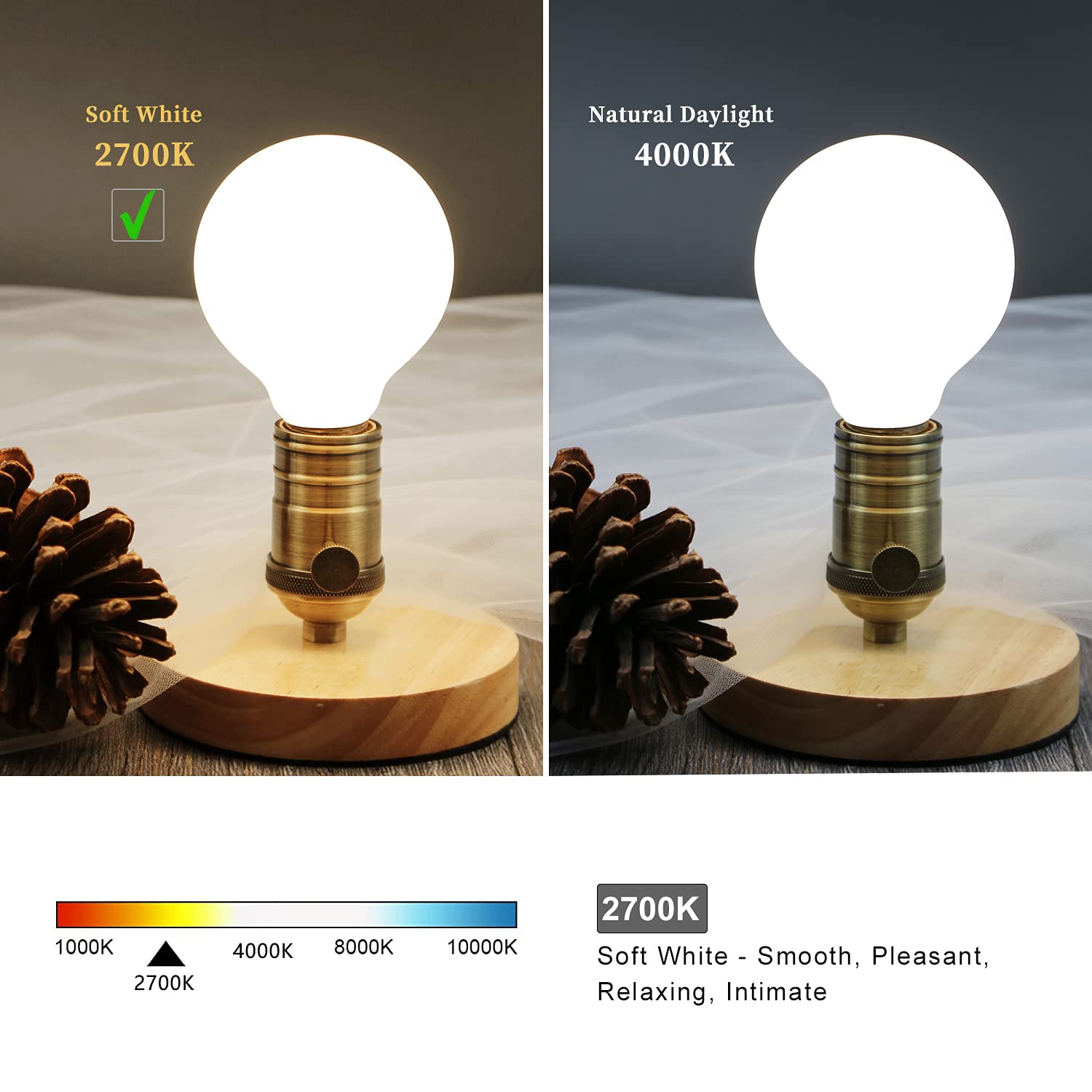 6 Pack G25(G80) Globe Led Light Bulbs, 5W Dimmable 40 Watt Equivalent Led Edison Bulbs, Warm White 2700K, 500Lm, E26 Base, Milky