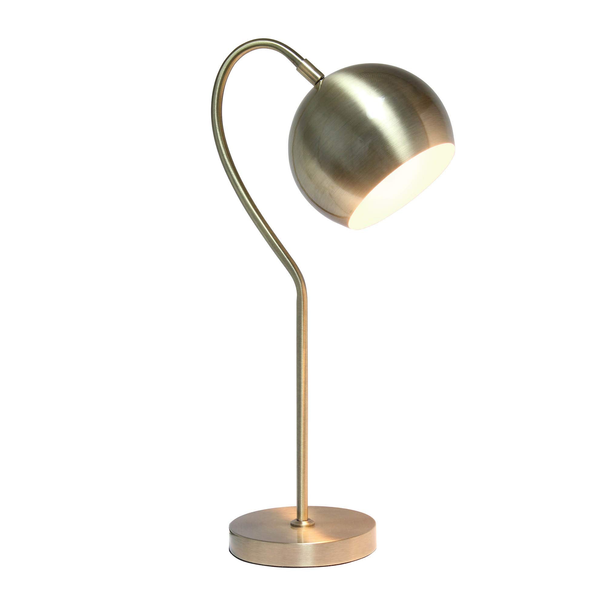 LALIA HOME Mid Century Table Lamp, Dome Shade, 10inL x 6inW x 20.25inH, Antique Brass, Model LHT-5031