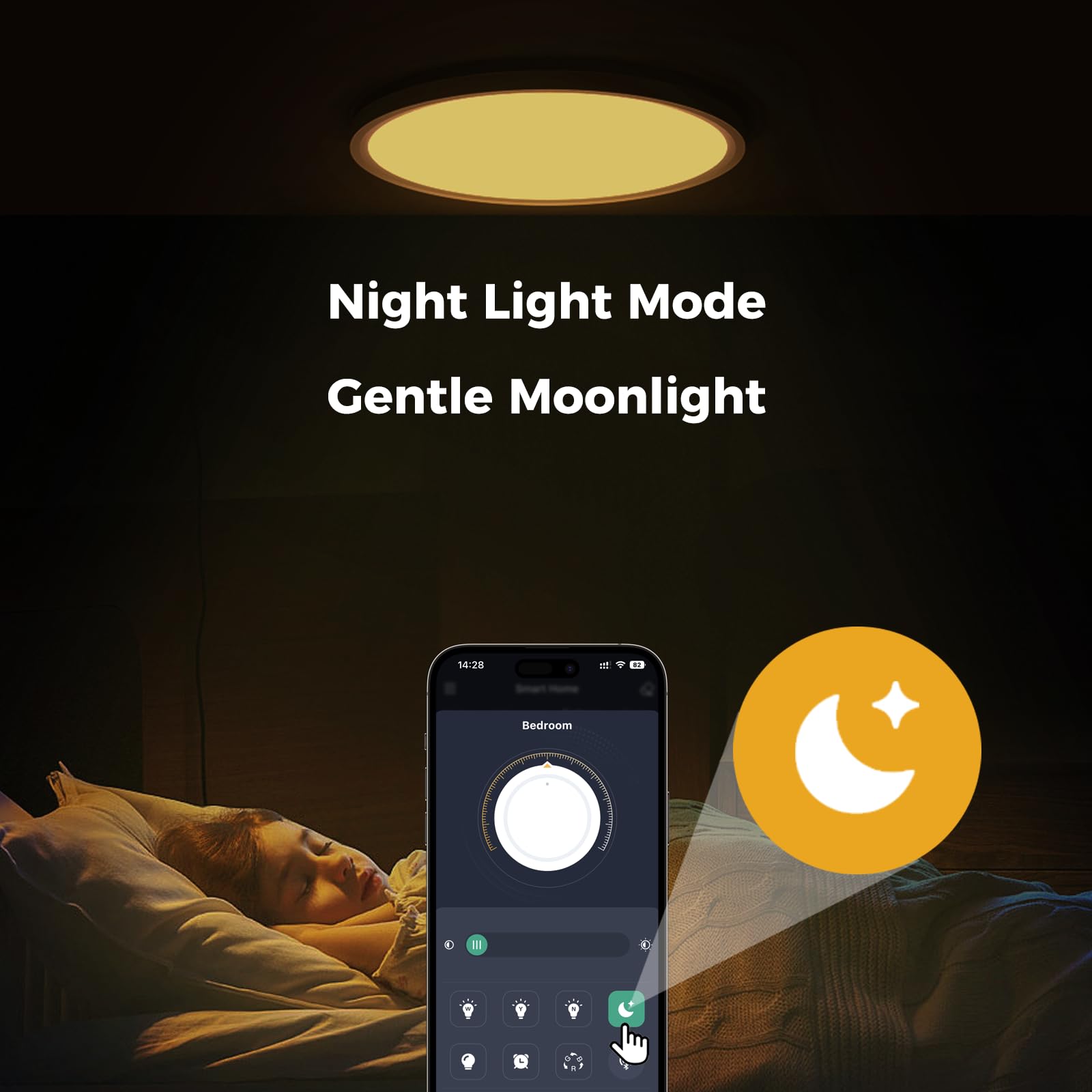 Aphyni Smart Ceiling Led Lights - 15.8 Inch, 36W 3600Lm Round Rgb Flush Mount Ceiling Light For Bedroom & Kids Room - Ce/Erp