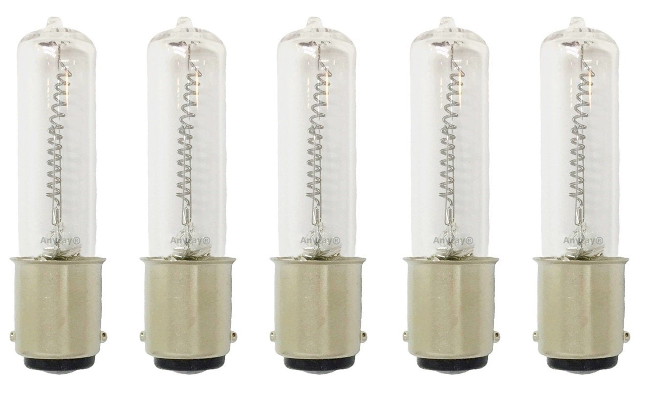 Anyray A1798Y (5)-Bulbs 100 Watt Jd Type Ba15D 100W Dc Bayonet Base T4 Halogen Light Bulb, Clear, 100Watts