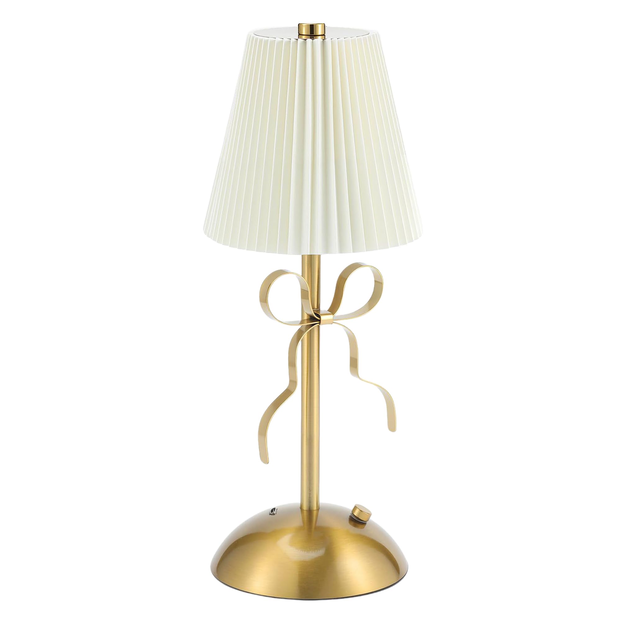 CryzhalinX Cordless Table Lamp,Small Desk Lamp with 3 Color,Touch Dimmable Bedsdie Lamps,Bow Lamp with Fabric Shade,LED Night Li