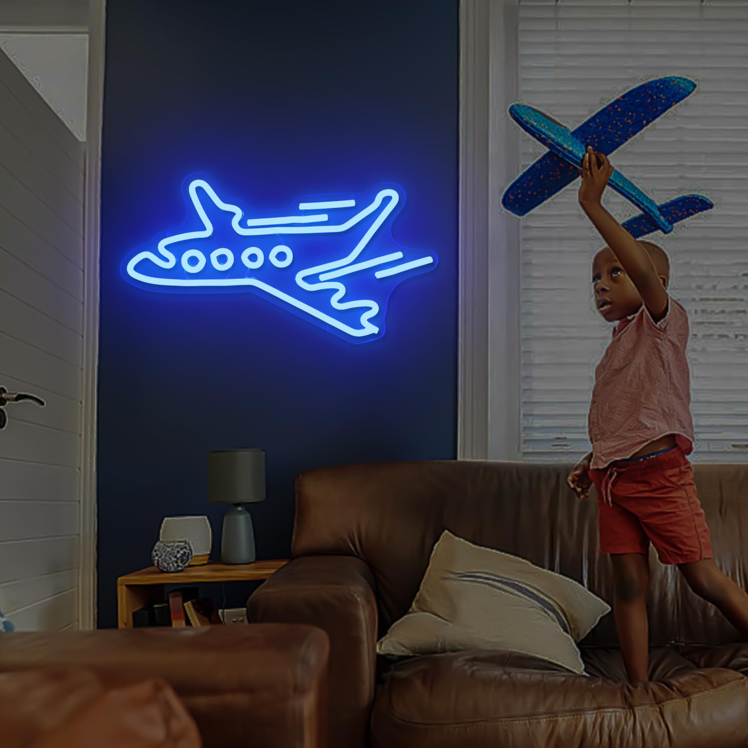 Airplane Neon Sign for Wall Decor Dimmable Led Airplane Neon Sign for Boys Room Airplane Neon Light Signs Light Up Sign for Kids