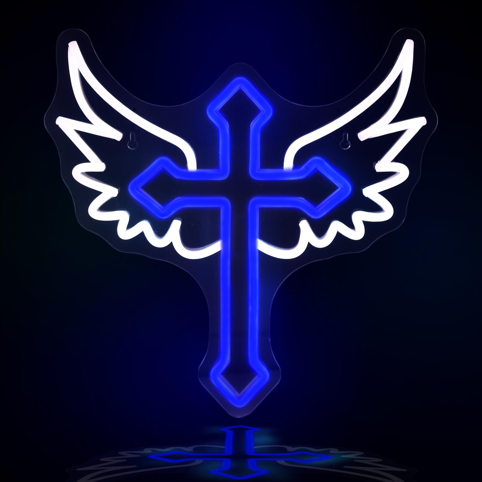 JEDAEMEN LED Neon Sign for Wall Decor, Acrylic Light Up Sign, 13.8 x 13.4 inches, White Blue, USB Powered, Perfect for Birthday Party Decor