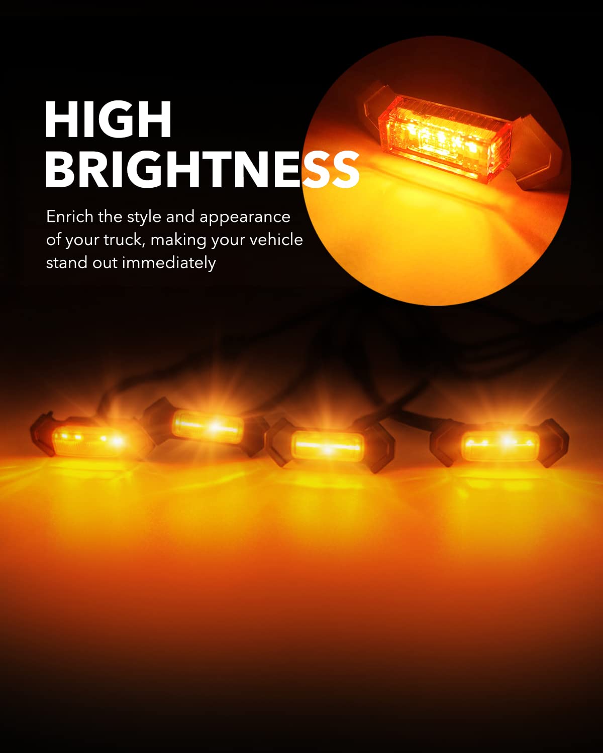 Oxilam Led Grille Lights 4 Pcs With Fuse Adaptor For Tacoma Trd Pro 2016-2023 Oem Front Grille, Amber Shell With Amber Light, (A