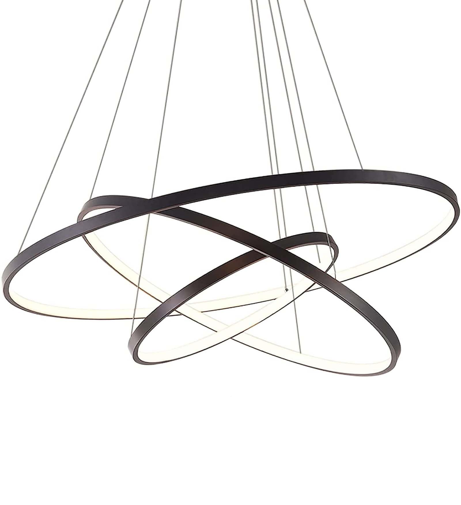 Lightinthebox Modern Led Pendant Light, 3 Ring Black Chandelier For Living Room & Office